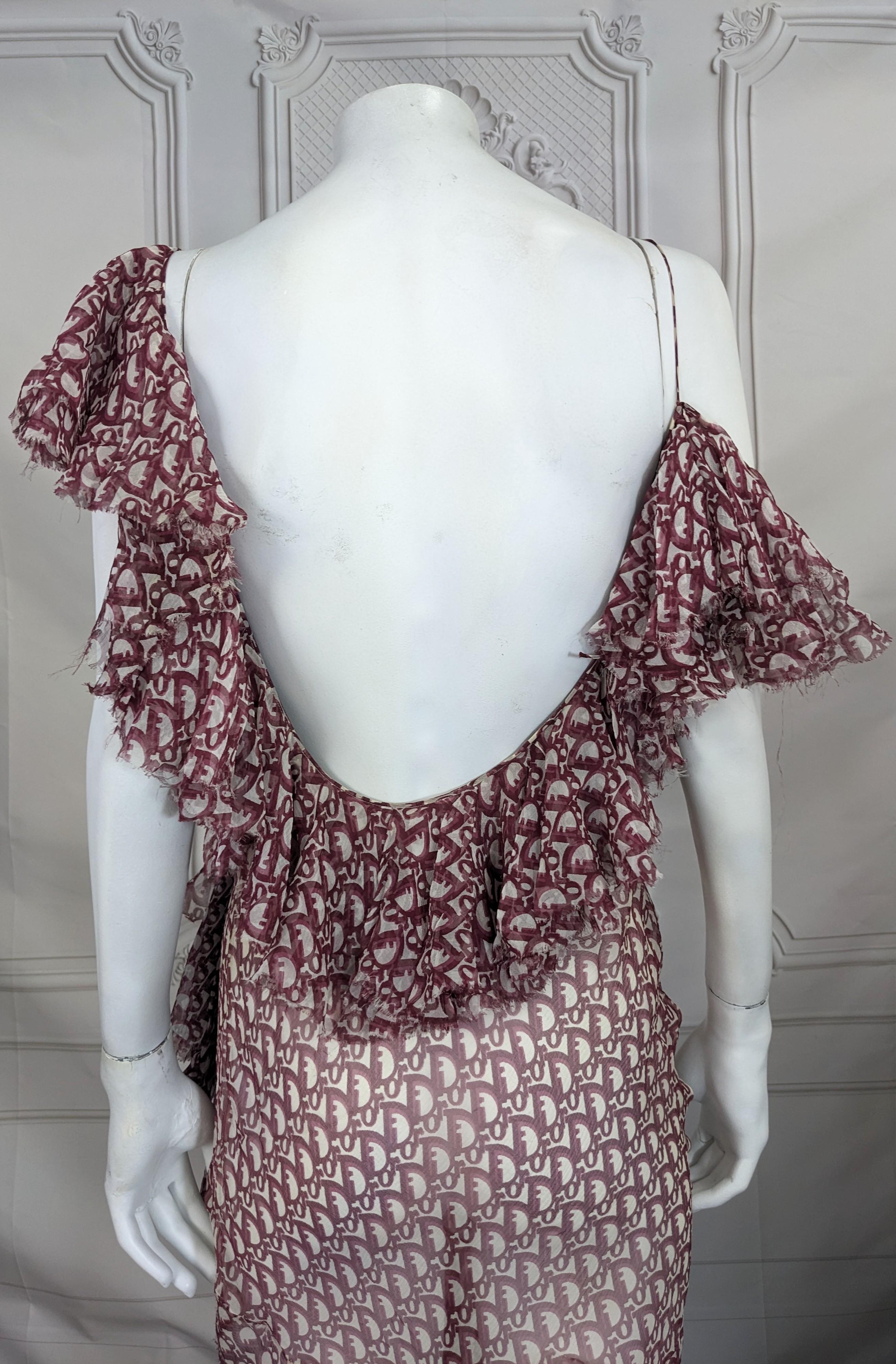 Robe en mousseline imprimée oblique John Galliano for Christian Dior. F/H 2000-2001 en vente 3