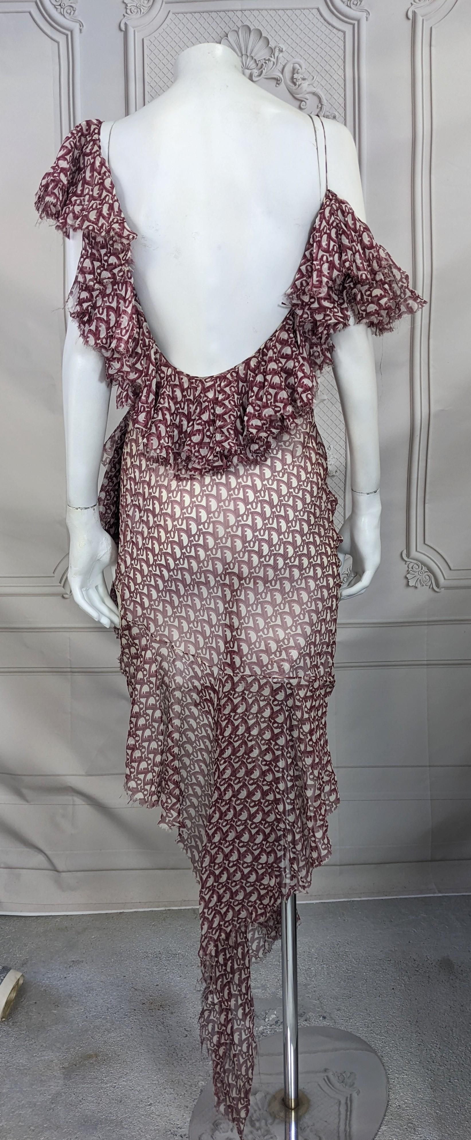 Robe en mousseline imprimée oblique John Galliano for Christian Dior. F/H 2000-2001 en vente 4