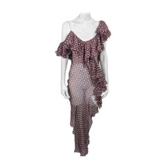 John Galliano for Christian Dior Oblique Printed Chiffon Dress. F/W 2000-2001