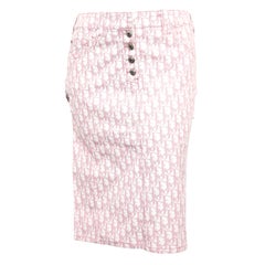 John Galliano for Christian Dior Pink Trotter Logo Pencil Skirt