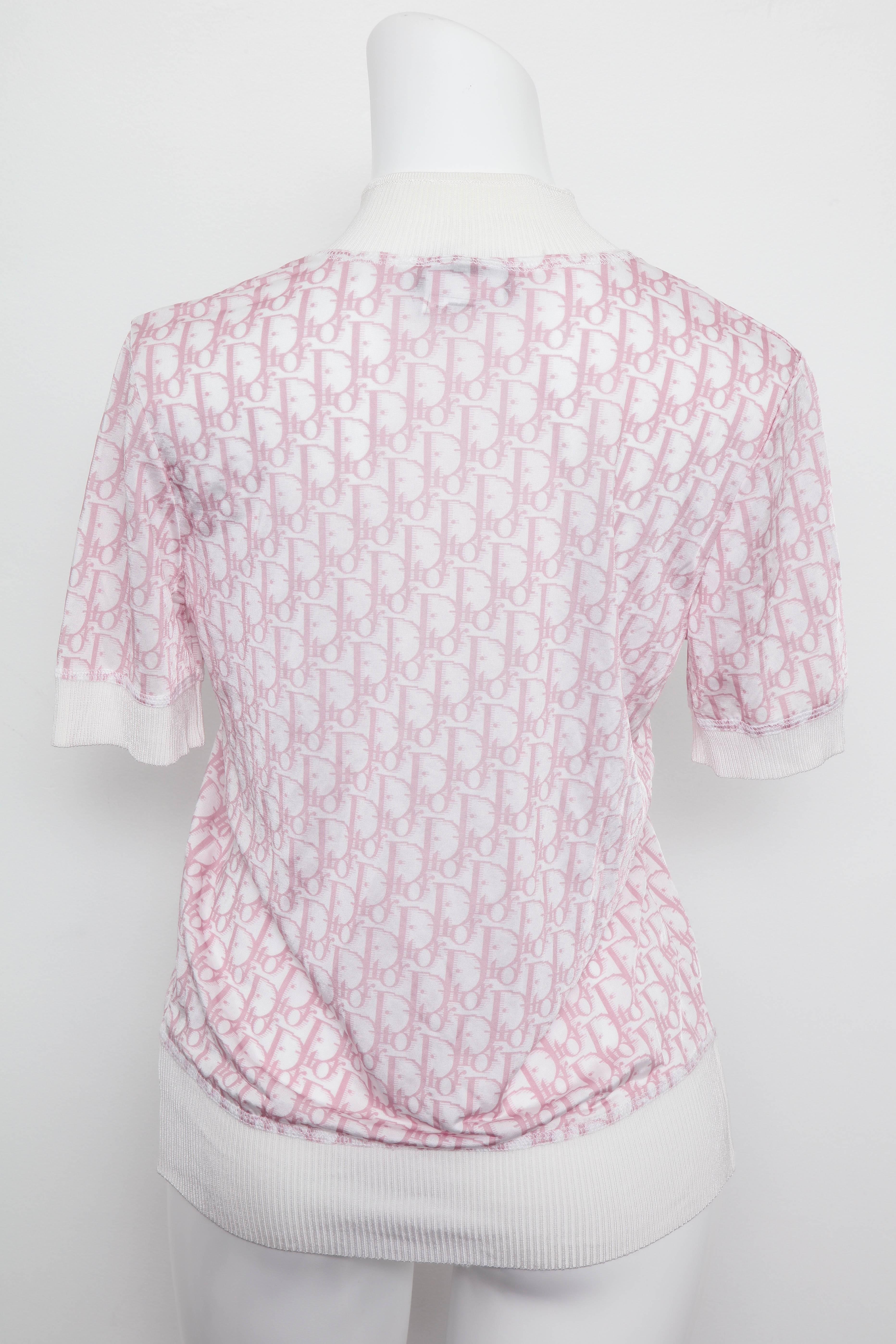 John Galliano for Christian Dior Pink Trotter Logo Shirt For Sale 1