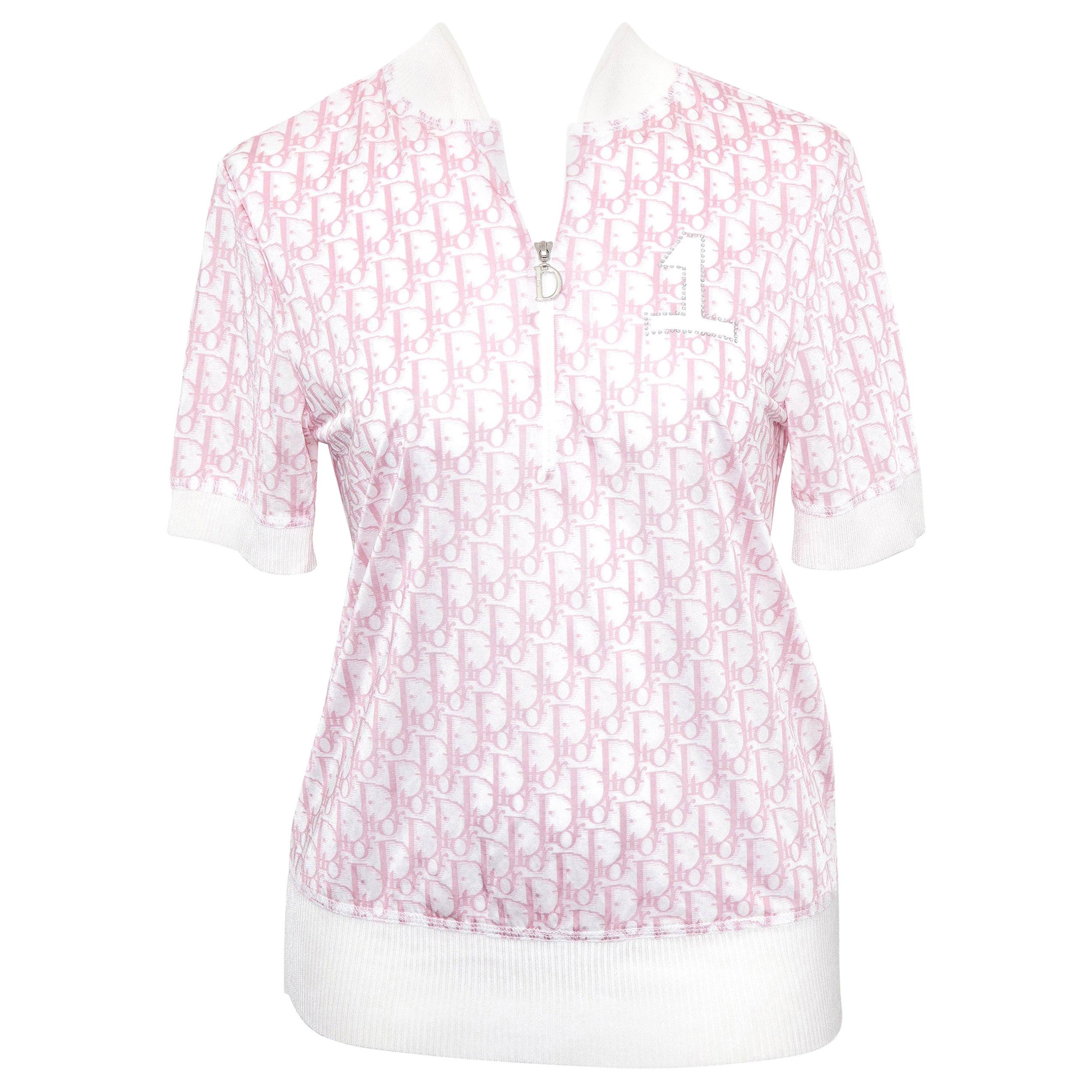 John Galliano for Christian Dior Pink Trotter Logo Shirt For Sale