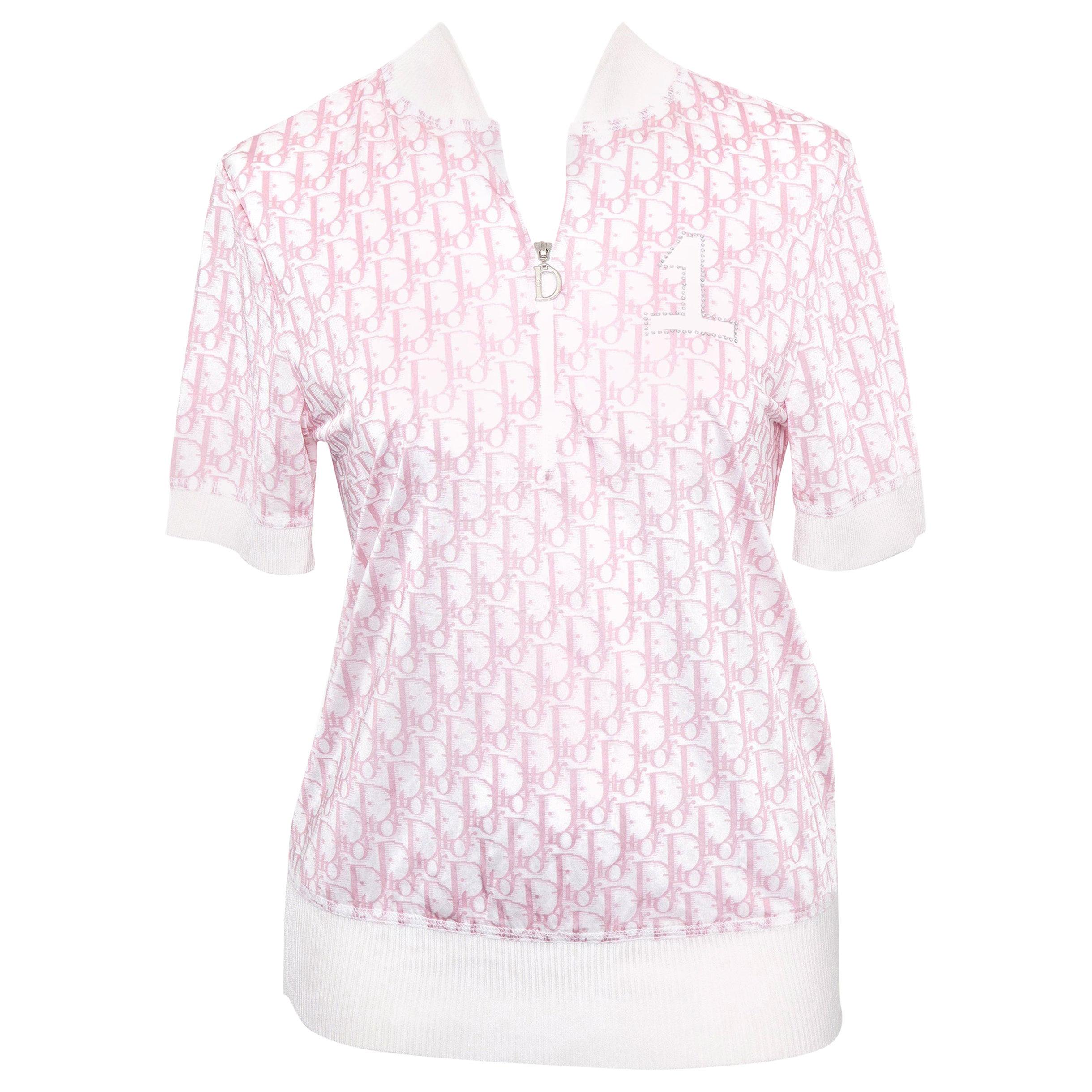 John Galliano for Christian Dior Pink Trotter Logo Shirt For Sale