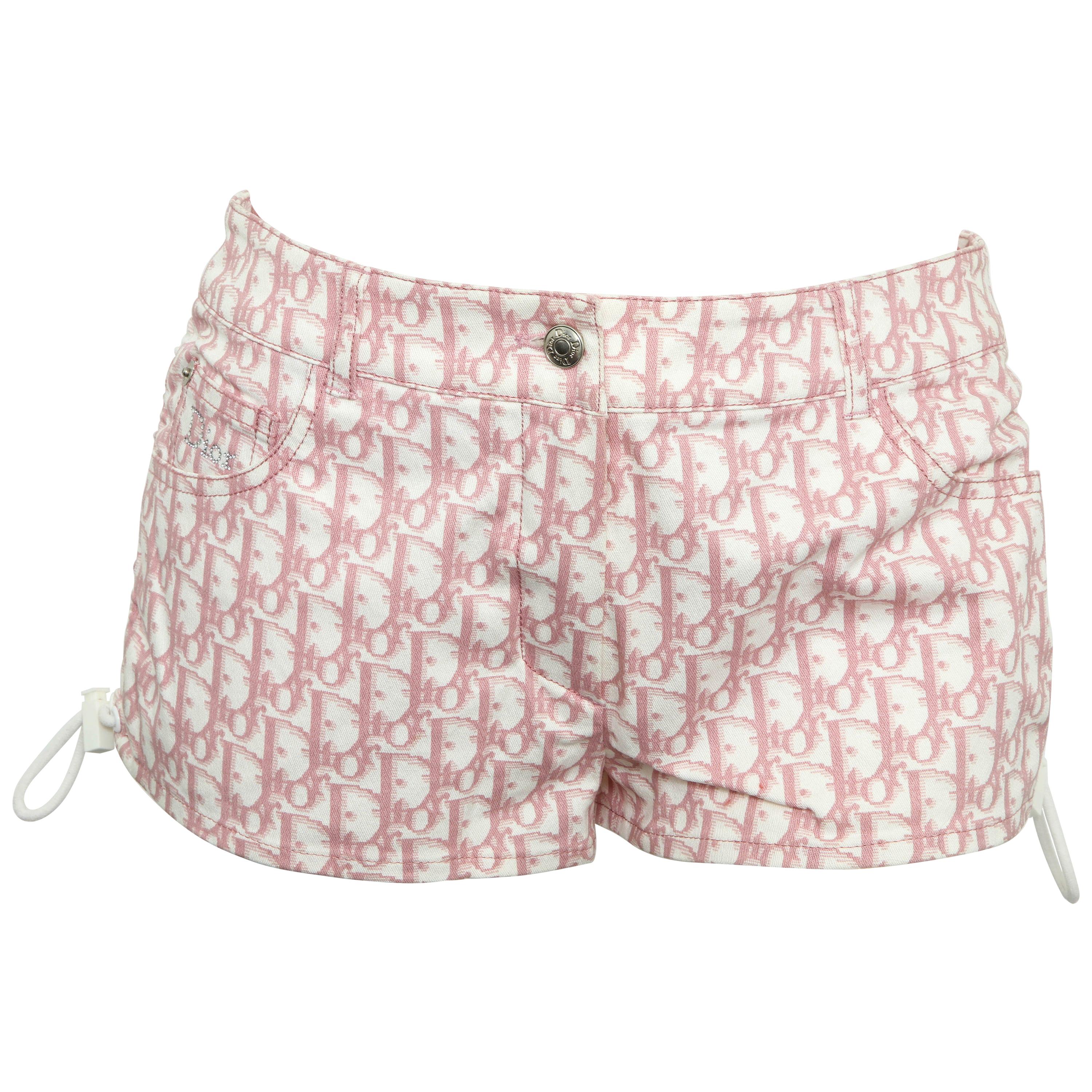 John Galliano for Christian Dior Pink Trotter Logo shorts For Sale