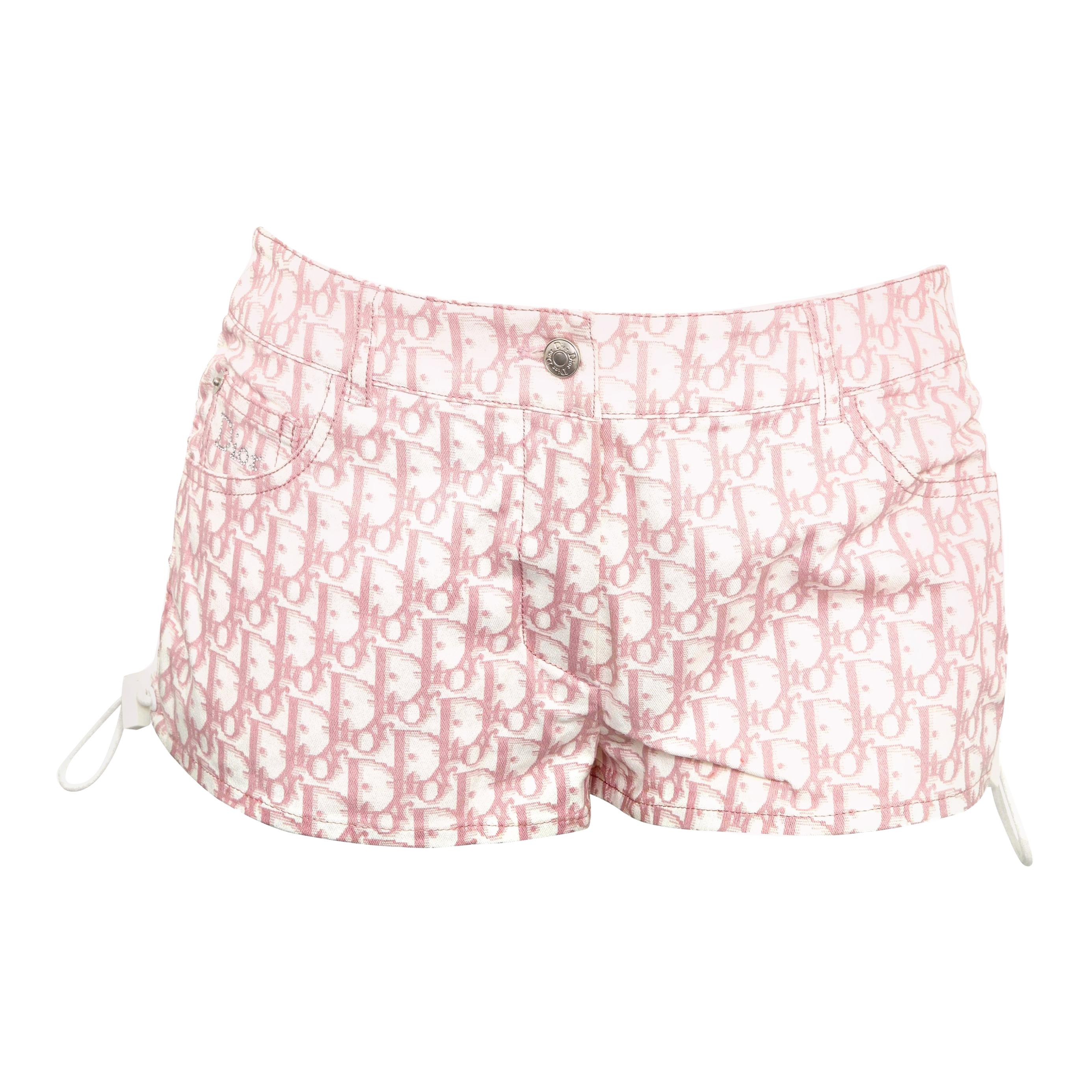 John Galliano for Christian Dior Pink Trotter Logo shorts For Sale