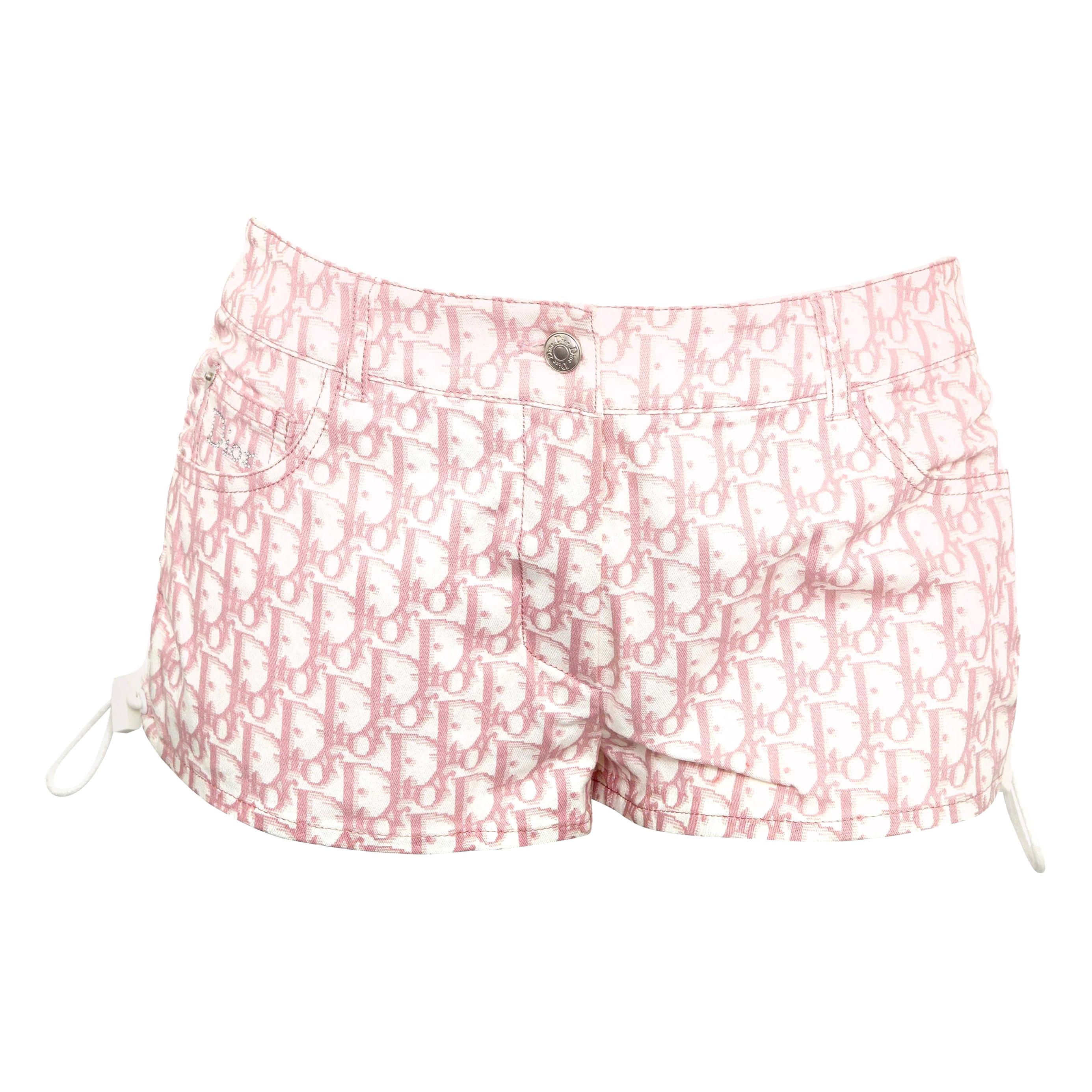 John Galliano for Christian Dior Pink Trotter Logo shorts For Sale