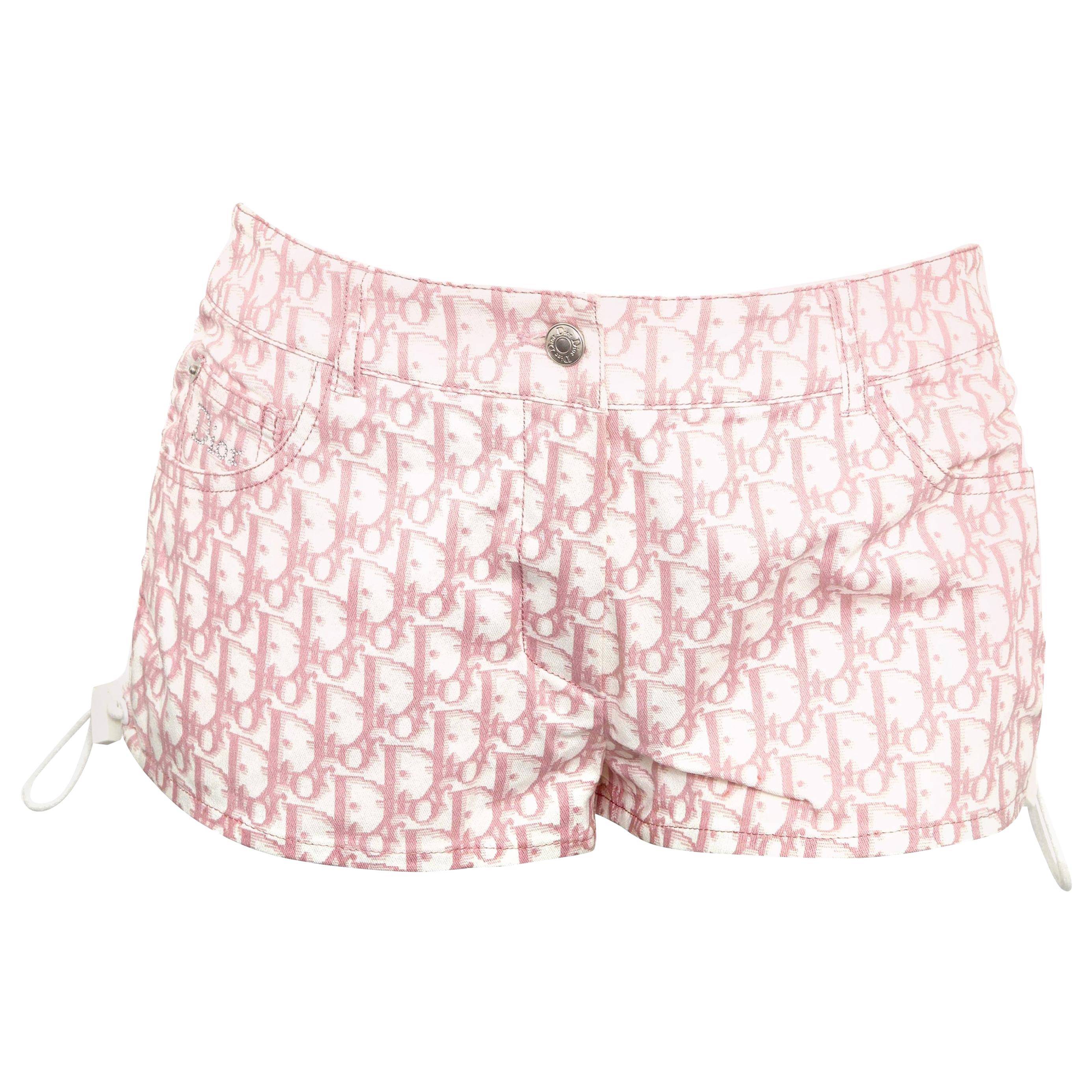 John Galliano for Christian Dior Pink Trotter Logo shorts For Sale