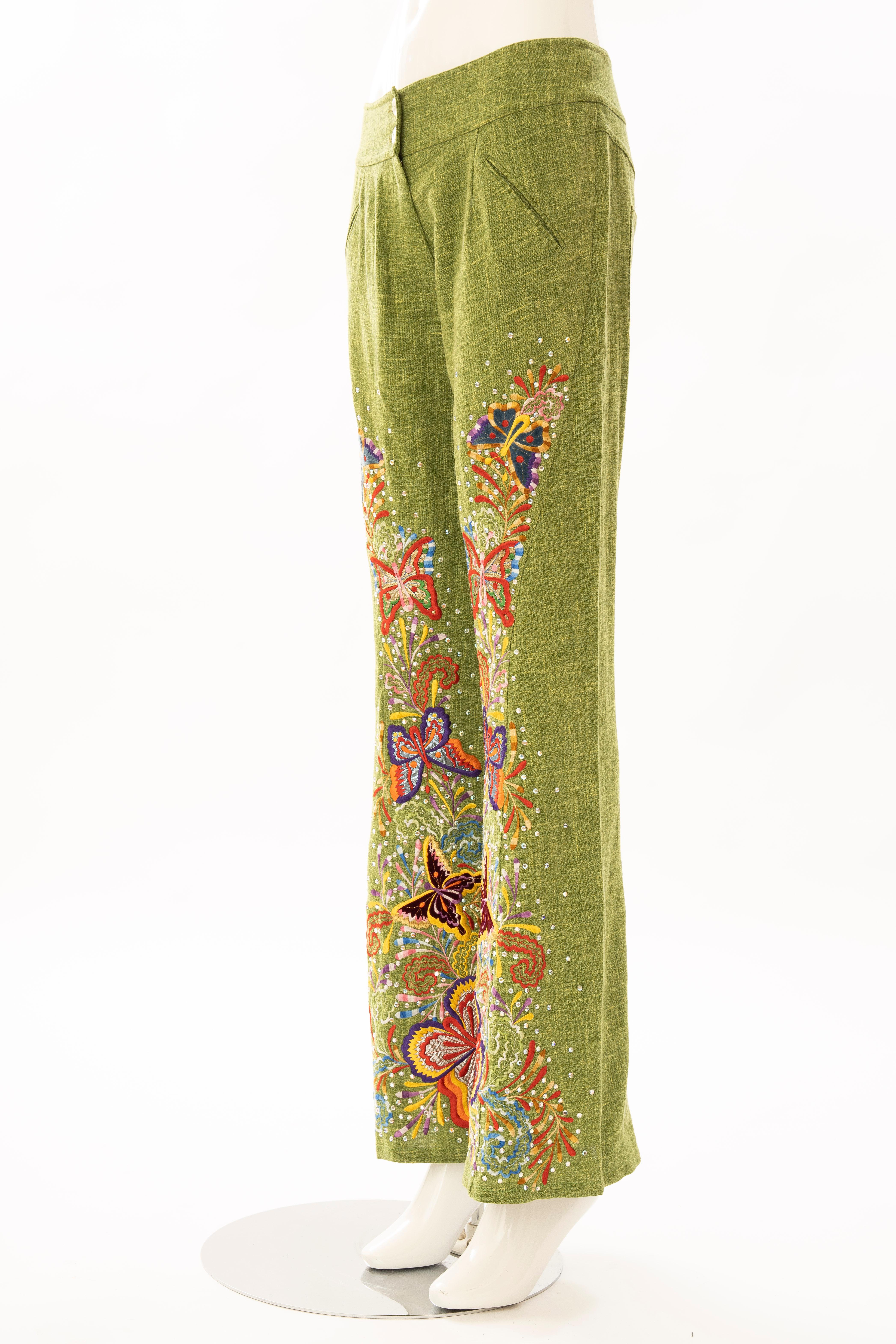 John Galliano for Christian Dior Runway Embroidered Linen Pants, Spring 2002 2