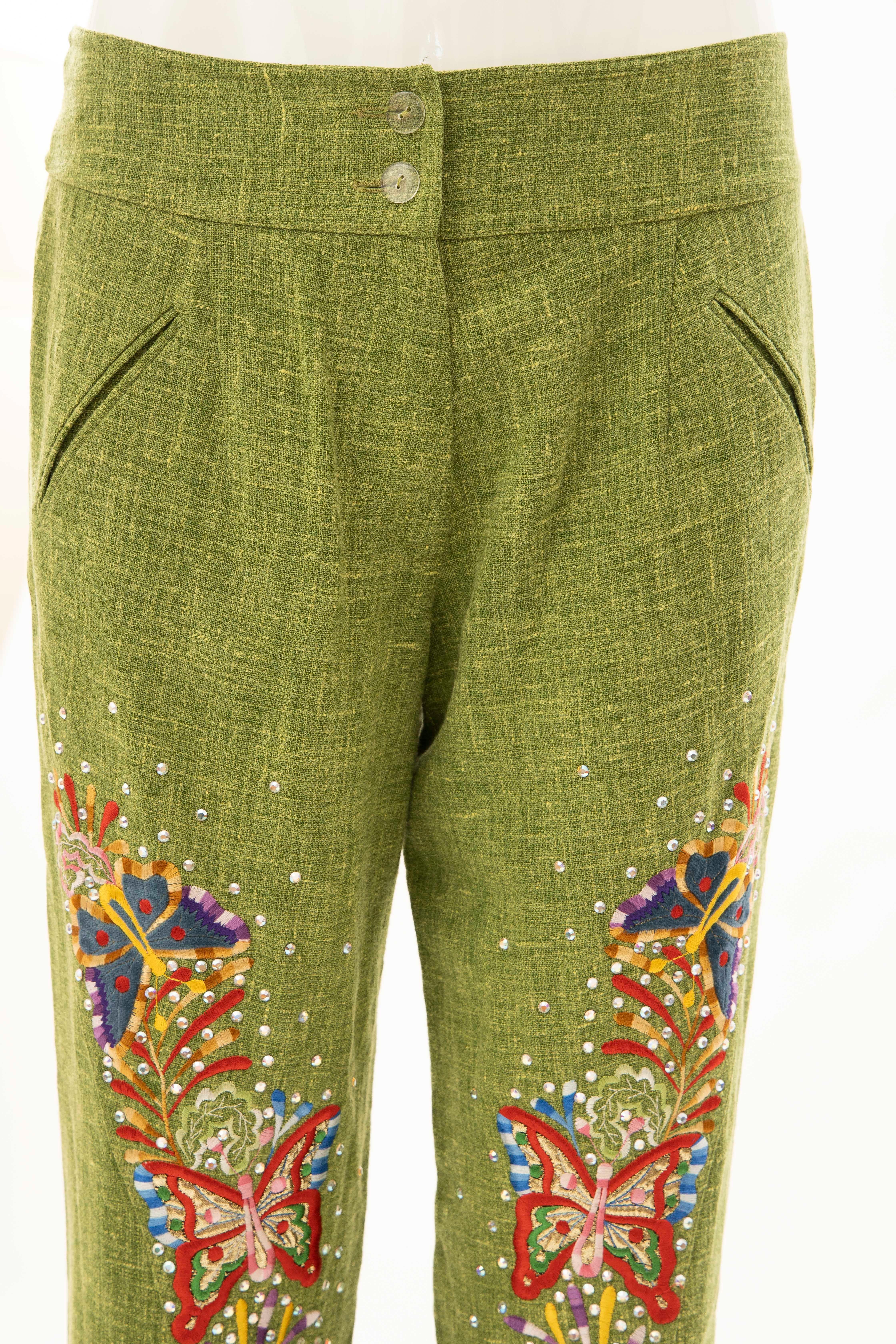 John Galliano for Christian Dior Runway Embroidered Linen Pants, Spring 2002 3