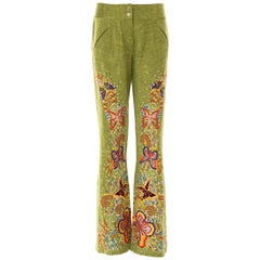 John Galliano for Christian Dior Runway Embroidered Linen Pants, Spring 2002