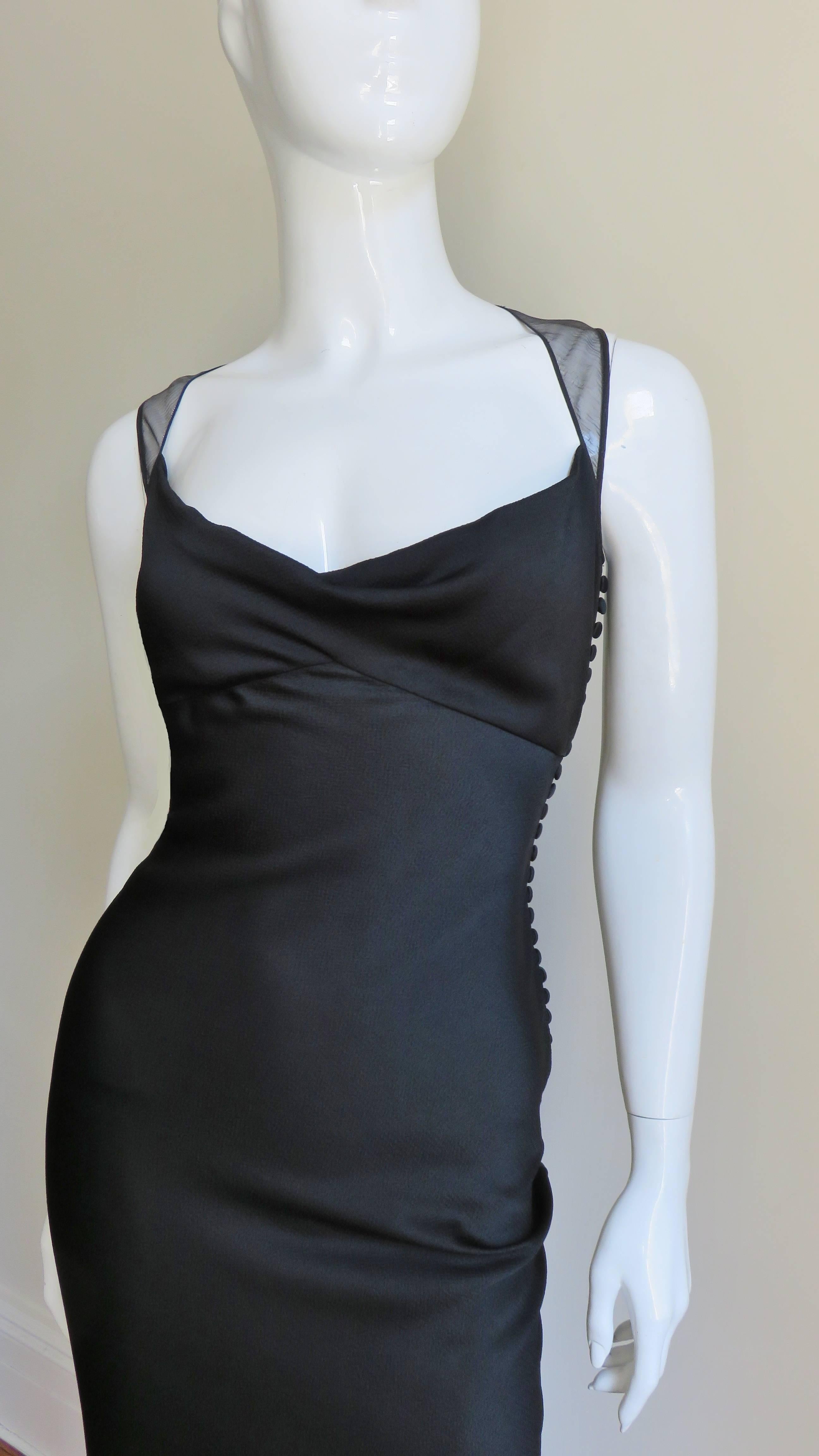 Black John Galliano for Christian Dior Sheer Back Silk Dress
