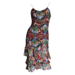 John Galliano for Christian Dior Silk Ruffle Hem Dress