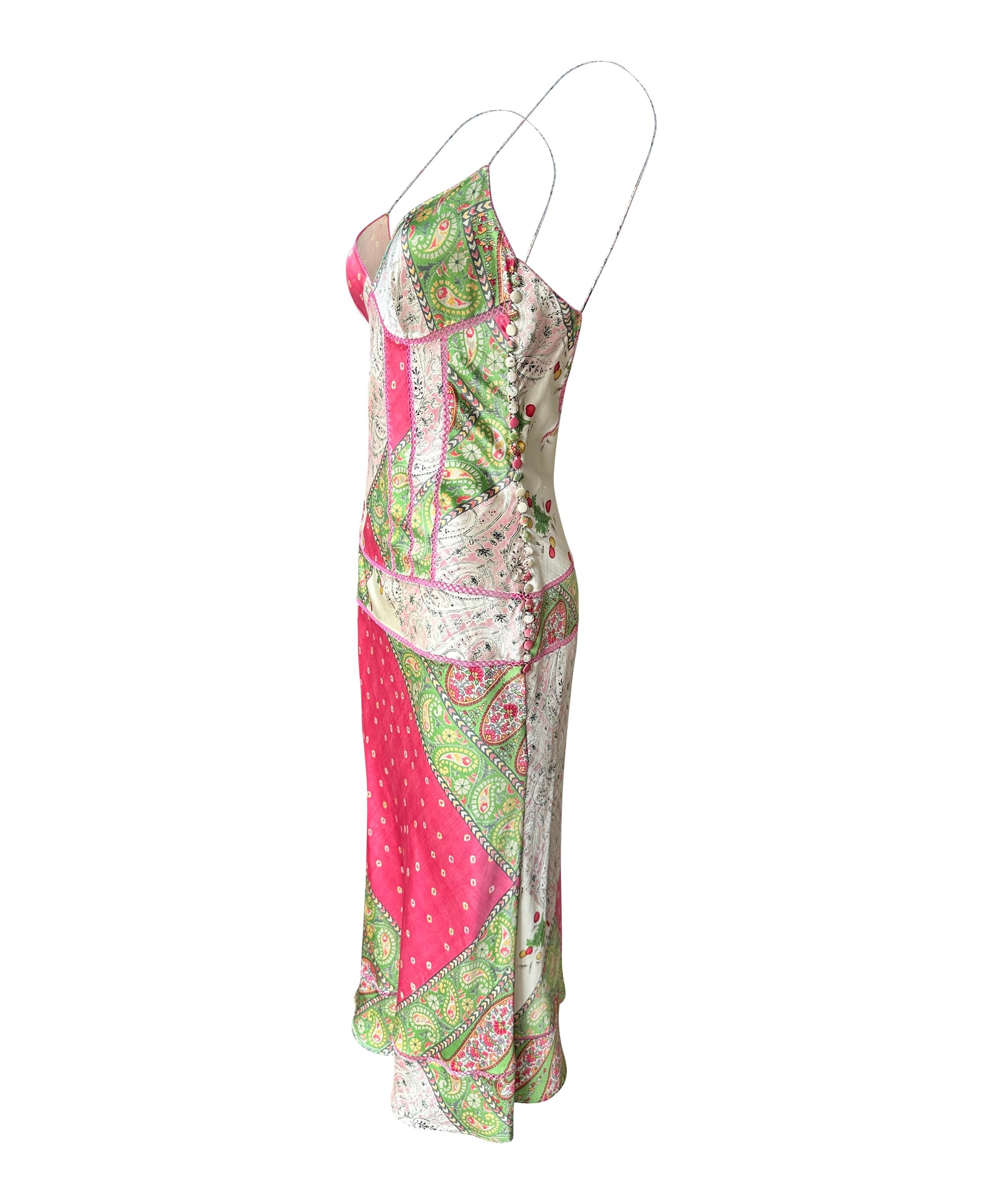 Vintage John Galliano for Christian Dior Fall Winter 2003 pink paisley slip dress. Features spaghetti straps, side button closure and midi length. In excellent vintage condition.

Size: Womens S

Condition: Pre-Owned Like New