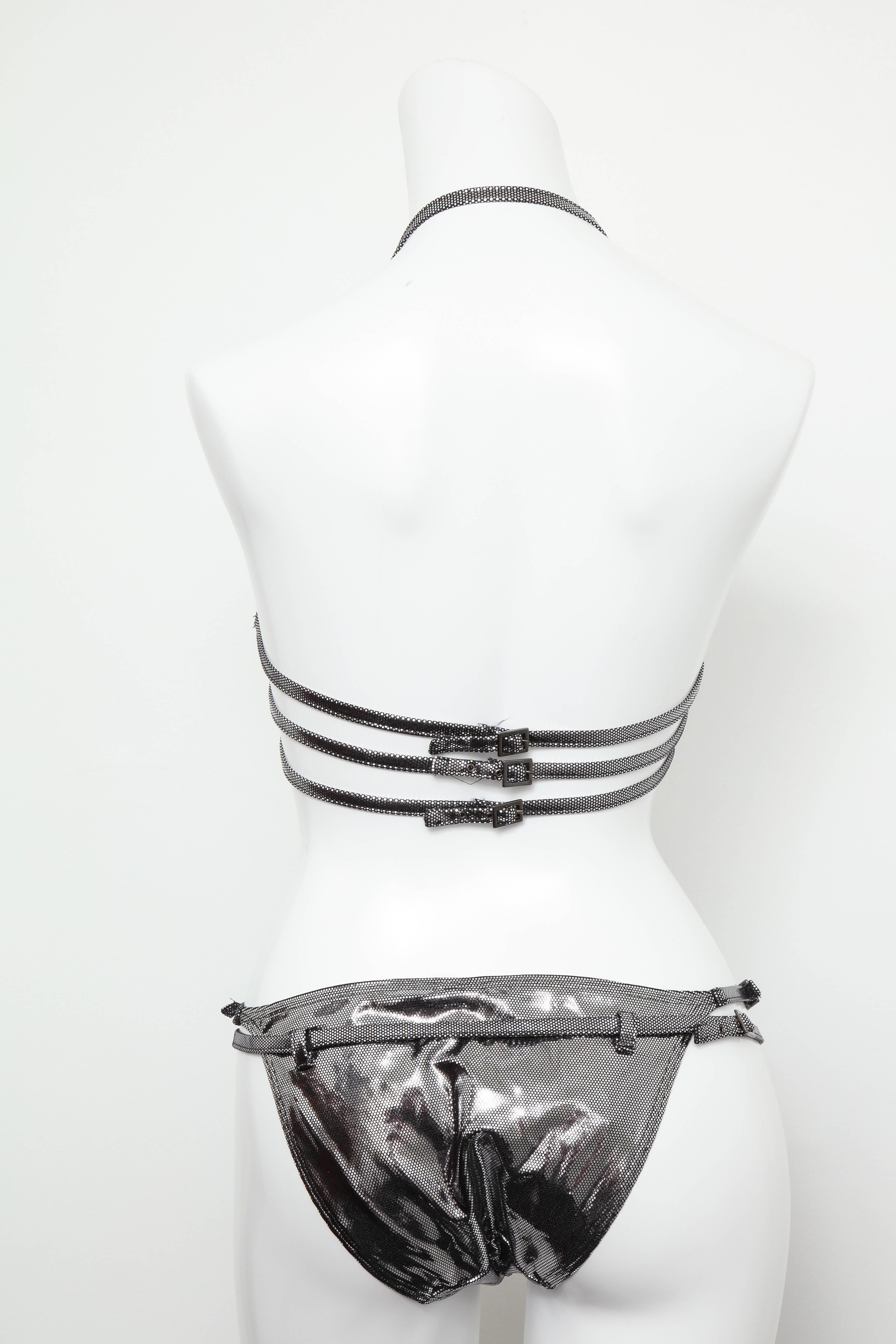 John Galliano for Christian Dior Silver Swimsuit Bikini  For Sale 1