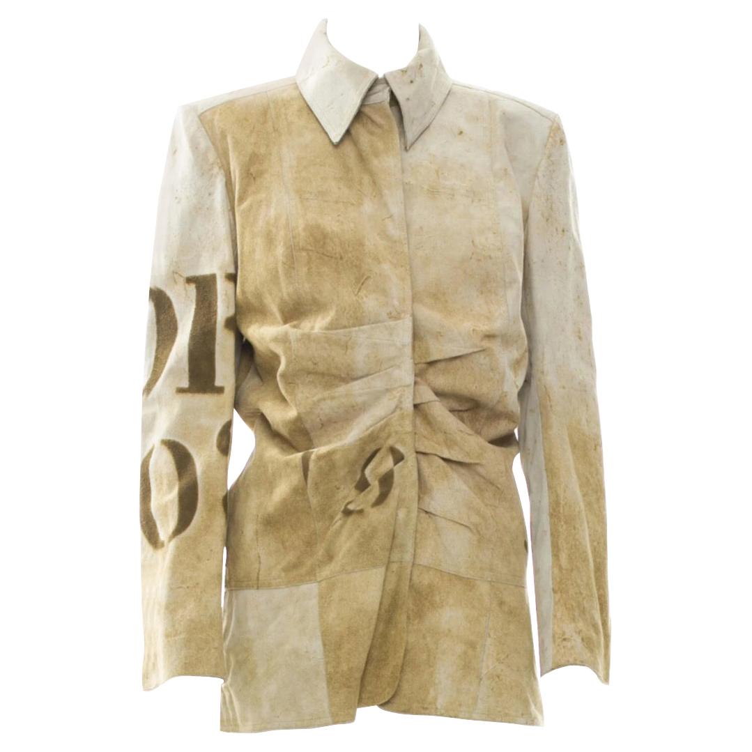 John Galliano for Christian Dior Tan Brown Calf Suede Logo Coat Blazer Jacket