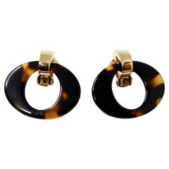 John Galliano for Christian Dior Tortoise Clip-On Hoop Earrings circa Y2K