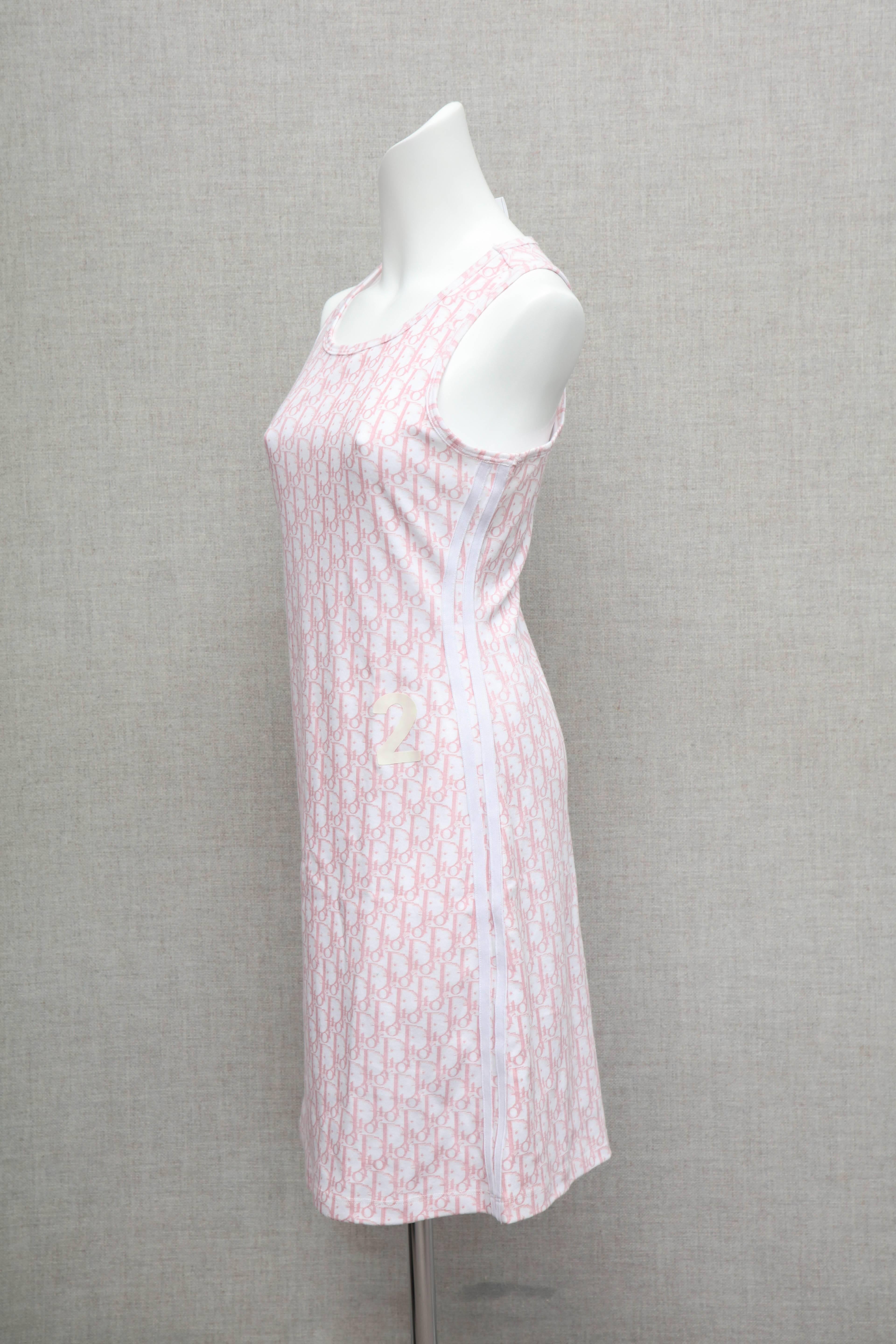 Women's John Galliano for Christian Dior Trotter Logo Pink Dress For Sale