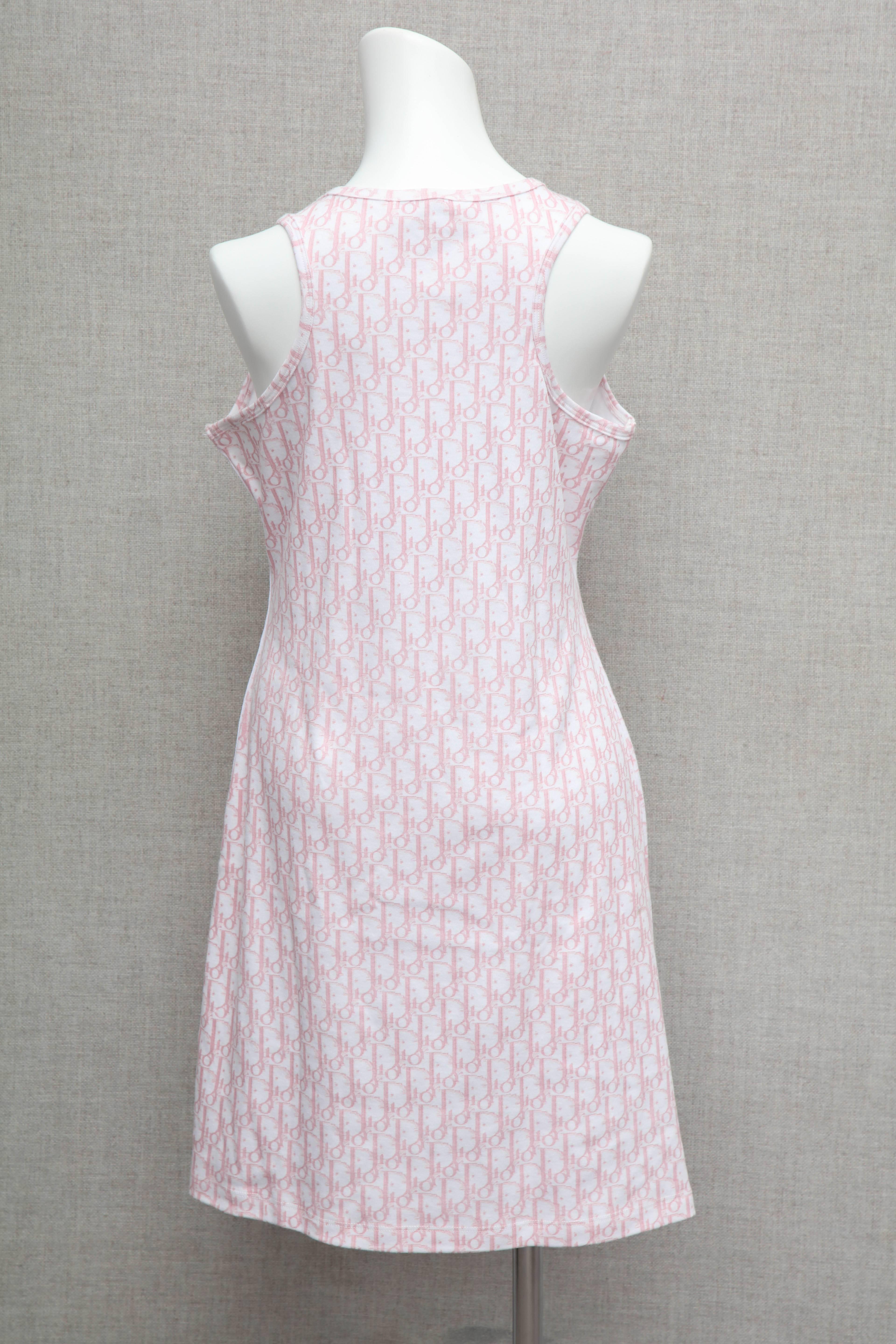 John Galliano for Christian Dior Trotter Logo Pink Dress For Sale 1