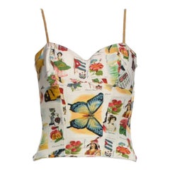 John Galliano for Christian Dior Canotta Bustier con corsetto nativo floreale giallo