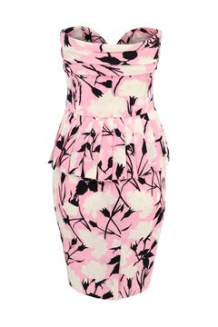 John Galliano per Dior 2000s Set bustier e gonna in seta floreale