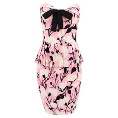 John Galliano per Dior 2000s Set bustier e gonna in seta floreale