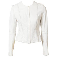  John Galliano for Dior Fitted  Leather Jacket with Top Stitching Detail