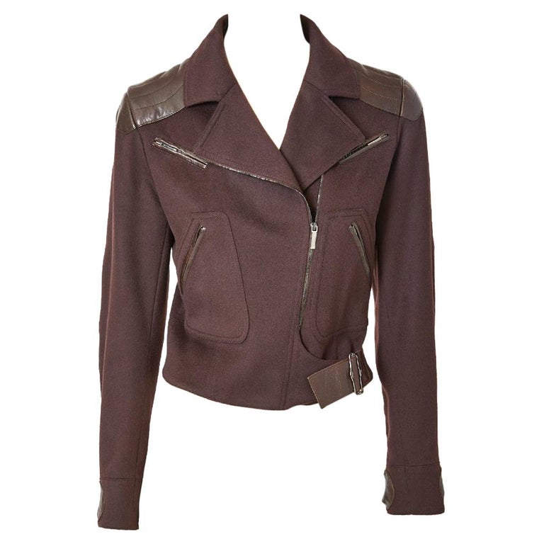 John Galliano for Dior Leather and Wool Bomber Jacket at 1stDibs