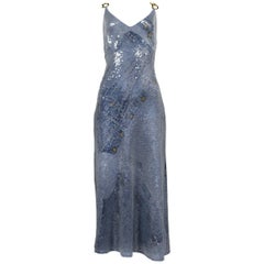 John Galliano for Dior trompe l'oeil denim print dress w CD hardware 2000