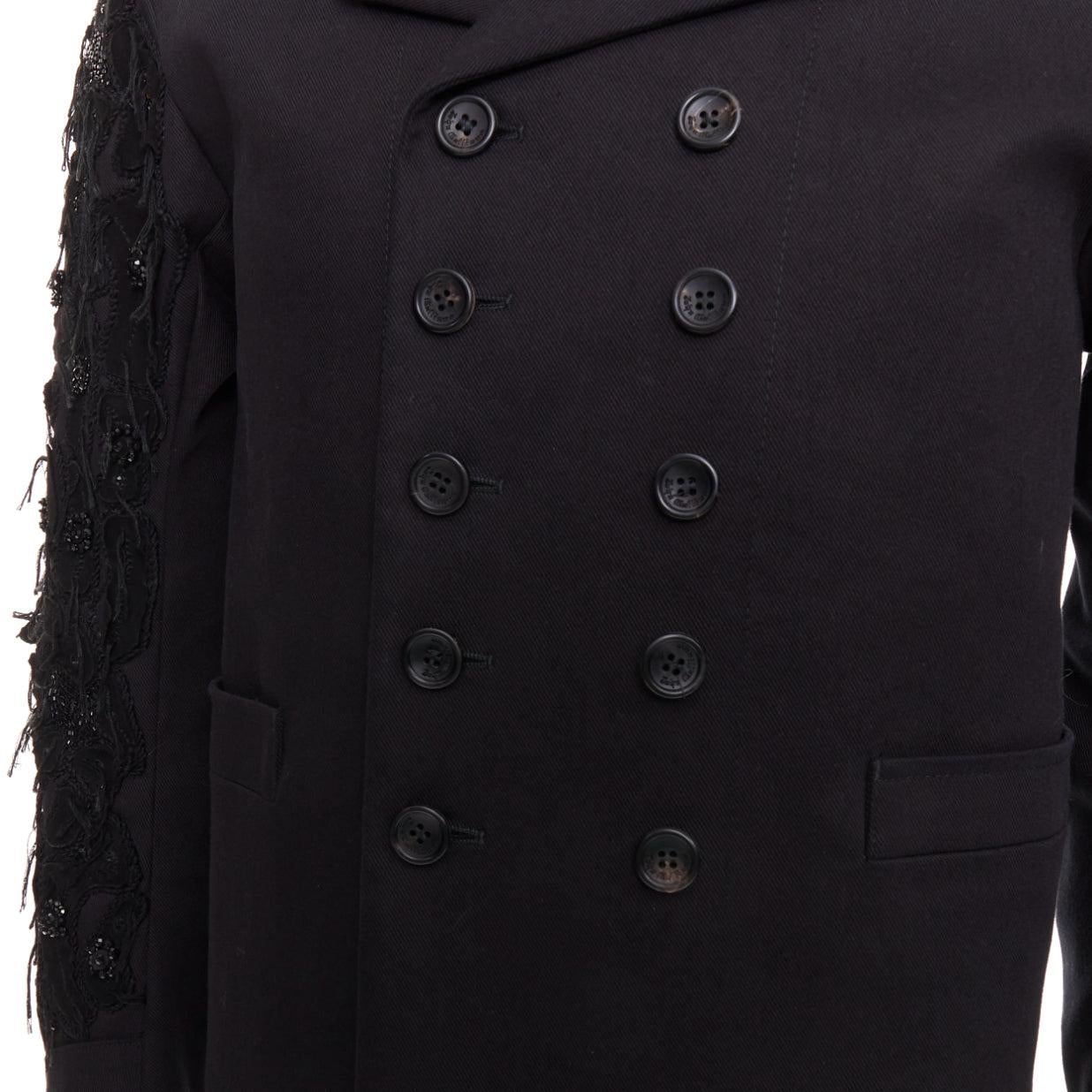 John Galliano: giacca doppiopetto in cotone con maniche impreziosite da frange FR46 S in vendita 3