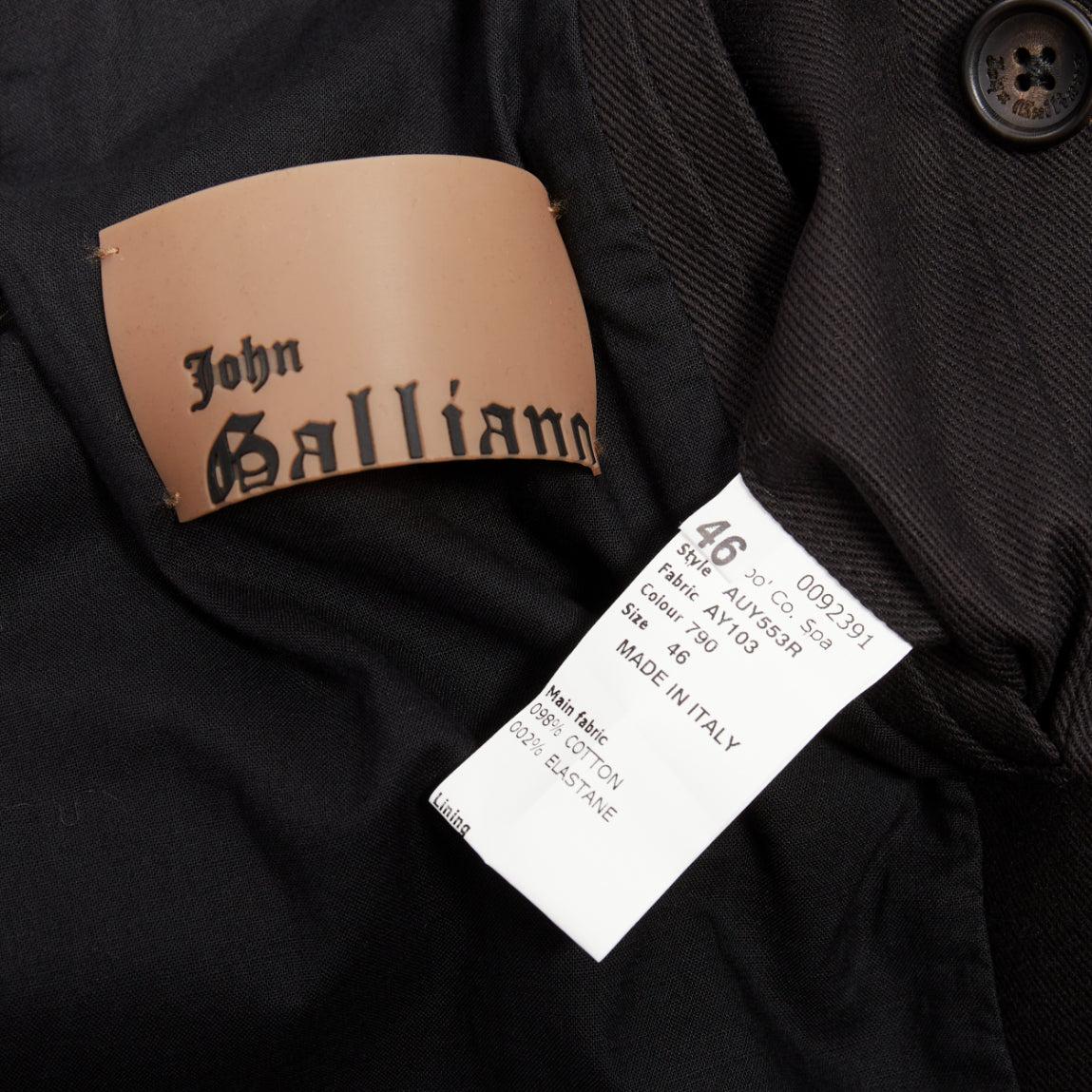 John Galliano: giacca doppiopetto in cotone con maniche impreziosite da frange FR46 S in vendita 4