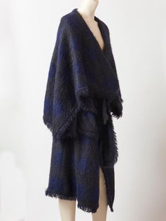 John Galliano Fringed Mohair Blanket Coat