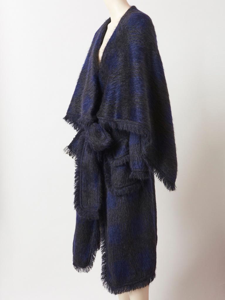 Black John Galliano Fringed Mohair Blanket Coat