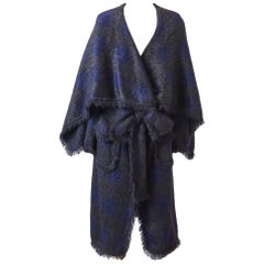 John Galliano Fringed Mohair Blanket Coat