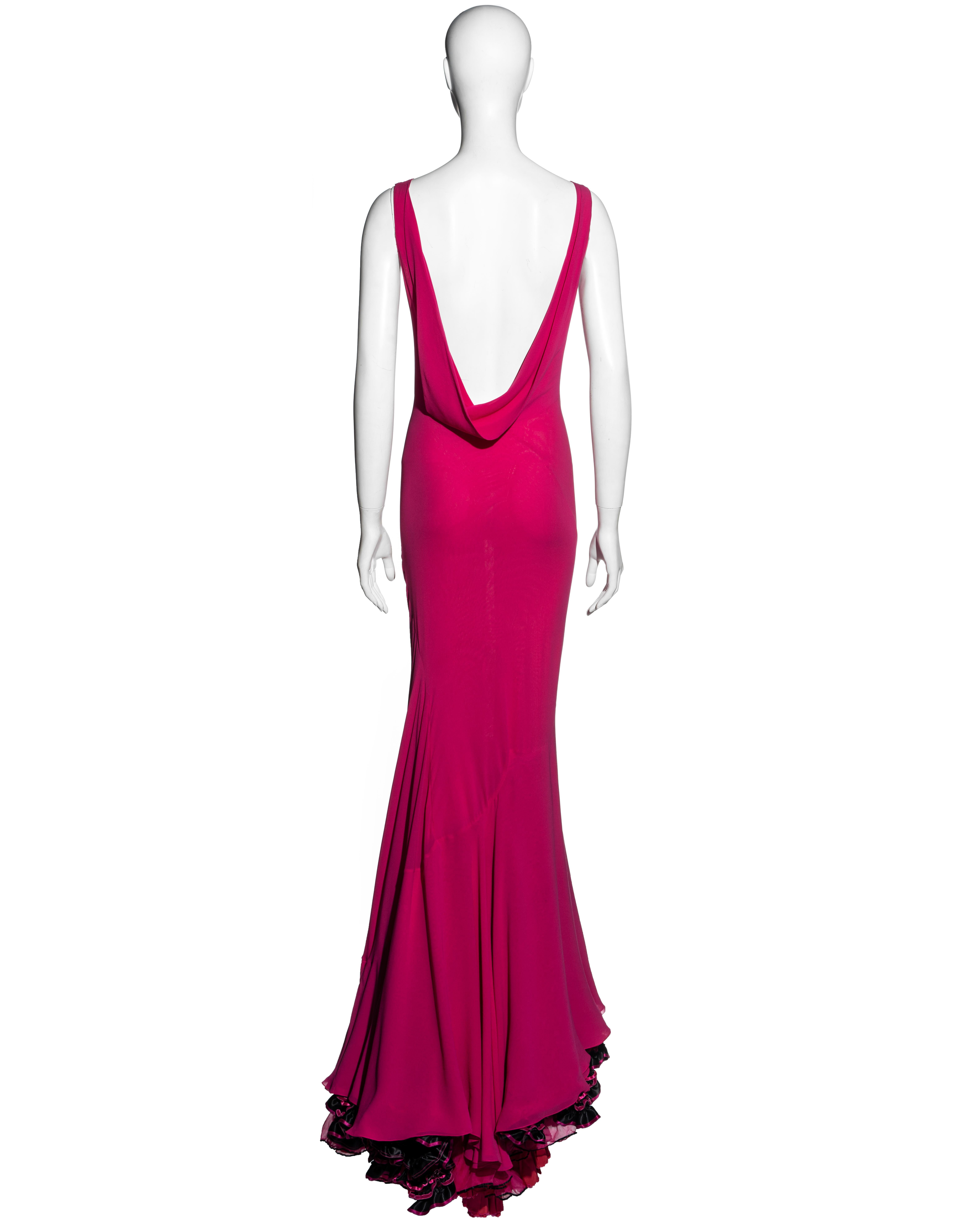 John Galliano fuchsia pink bias cut evening dress with flamenco frills, fw 1995 5