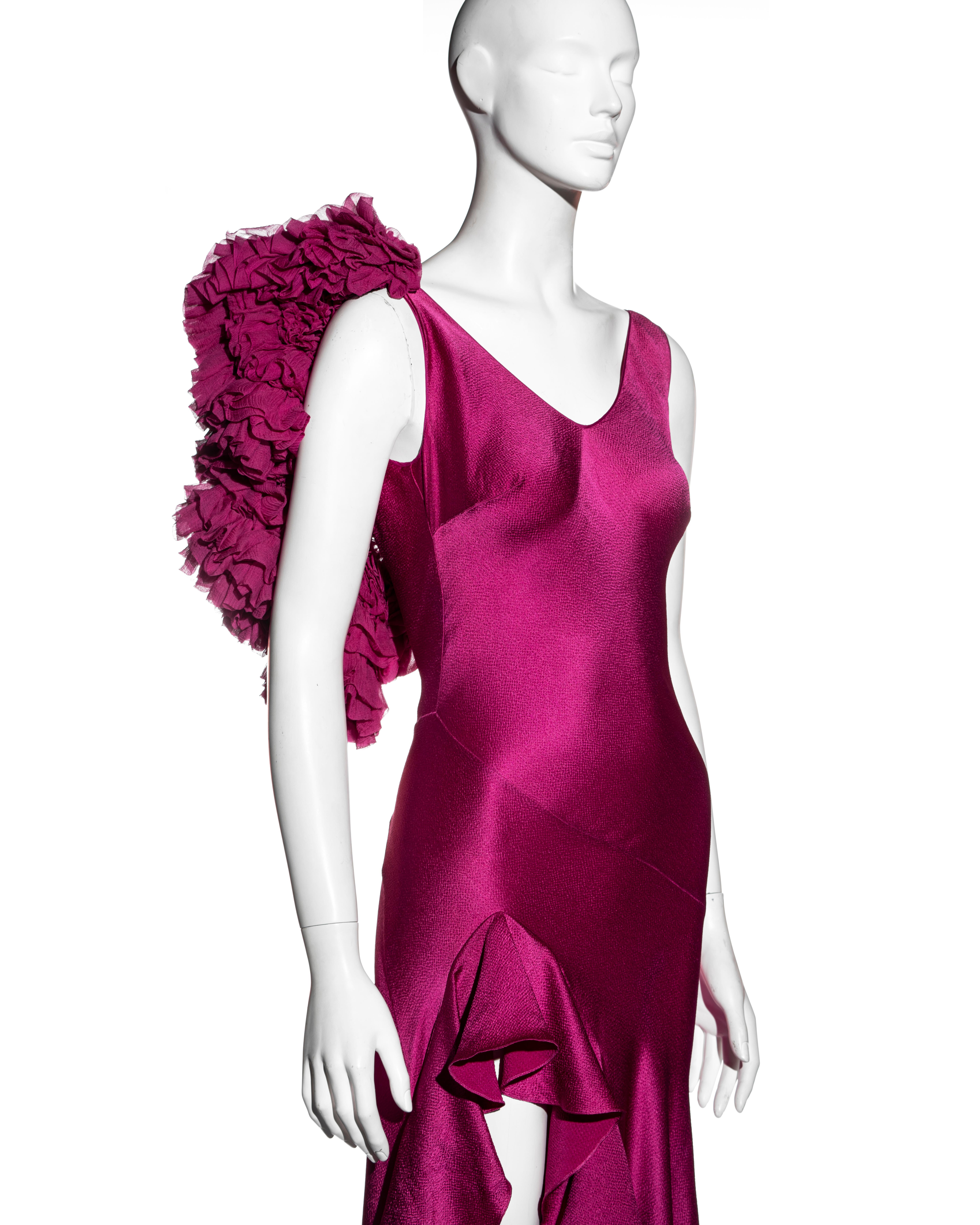 John Galliano fuchsia silk bias-cut flamenco evening dress, fw 1995 5