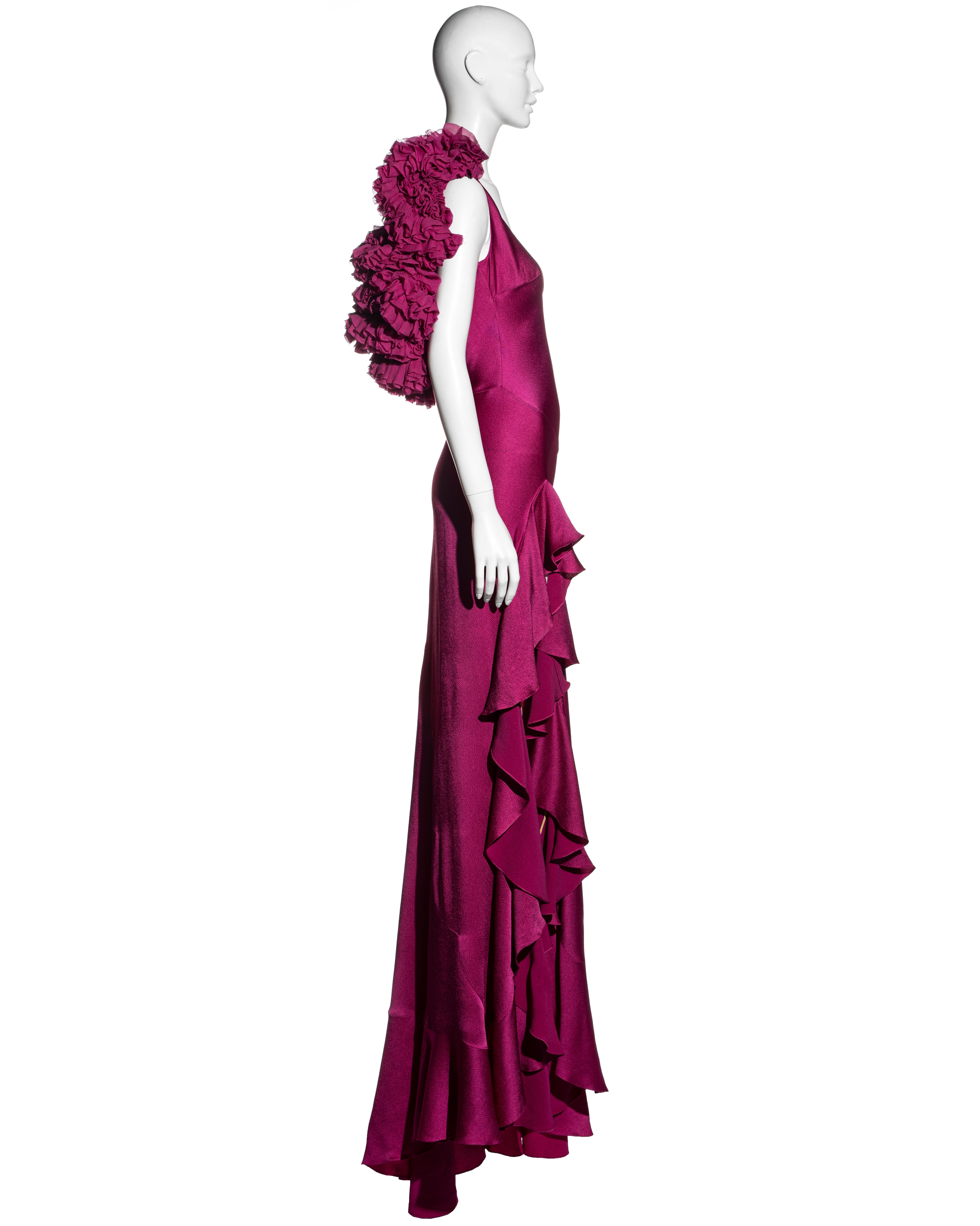 John Galliano fuchsia silk bias-cut flamenco evening dress, fw 1995 6