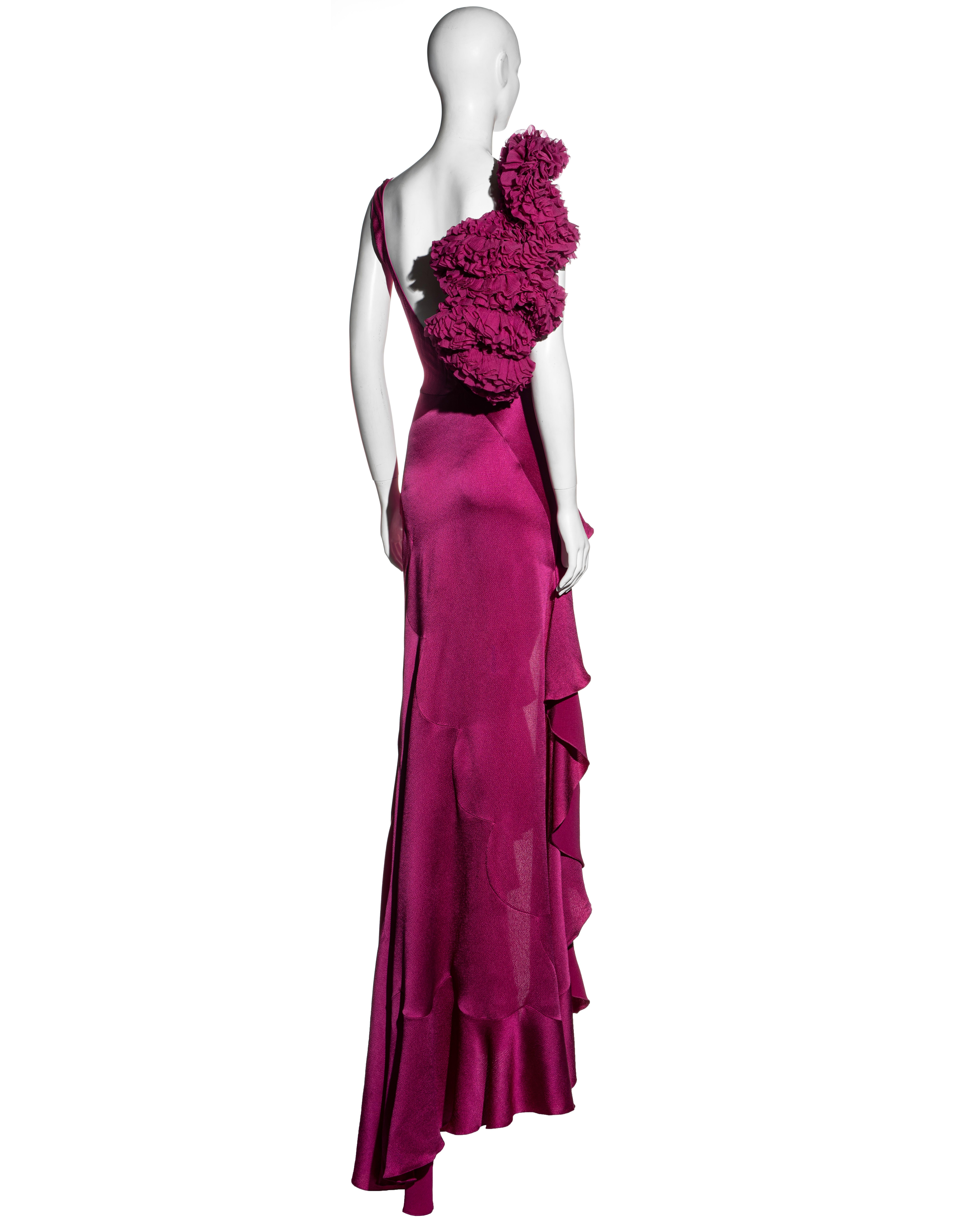 John Galliano fuchsia silk bias-cut flamenco evening dress, fw 1995 7