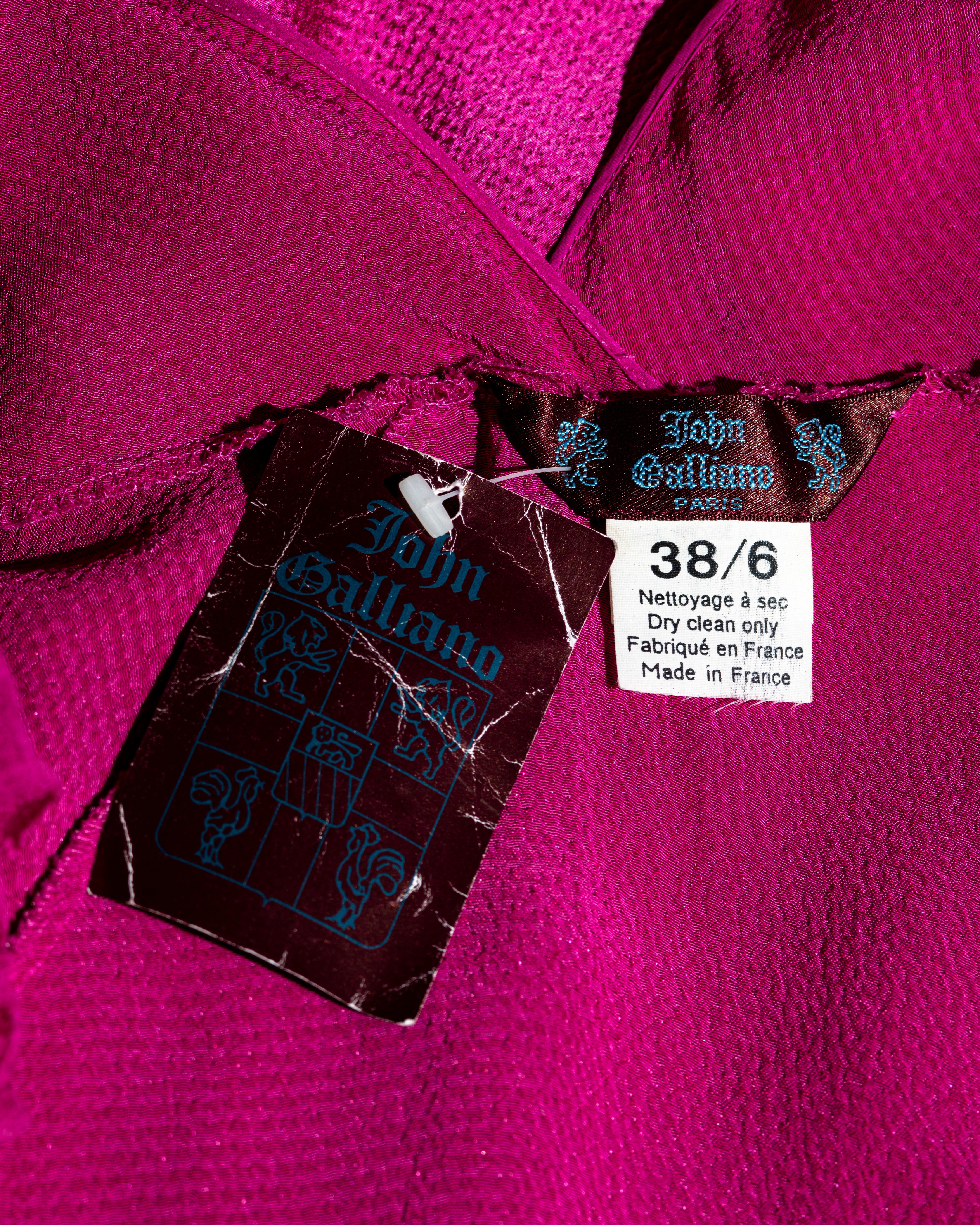 John Galliano fuchsia silk bias-cut flamenco evening dress, fw 1995 12