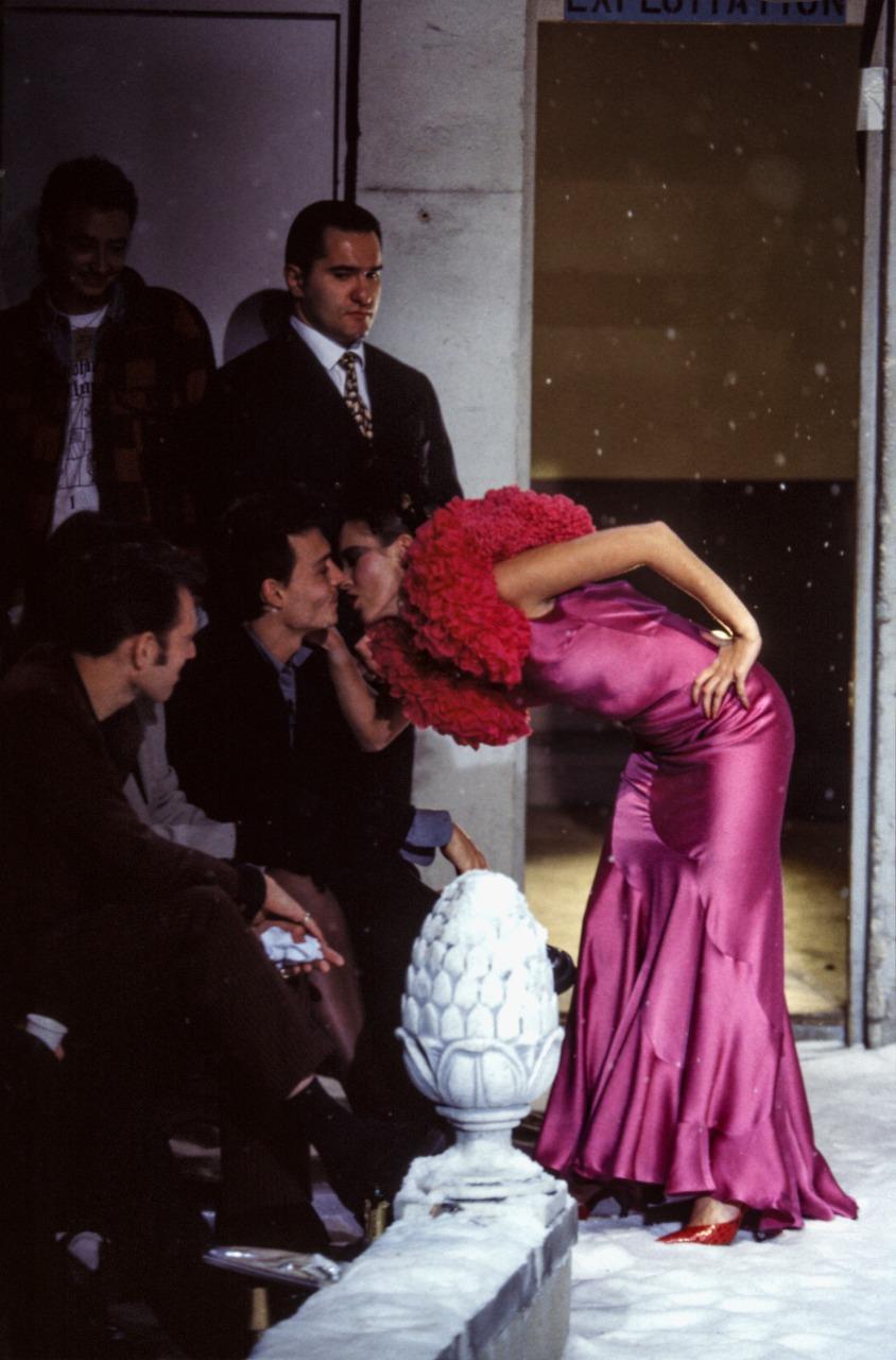 John Galliano fuchsia silk bias-cut flamenco evening dress, fw 1995 2