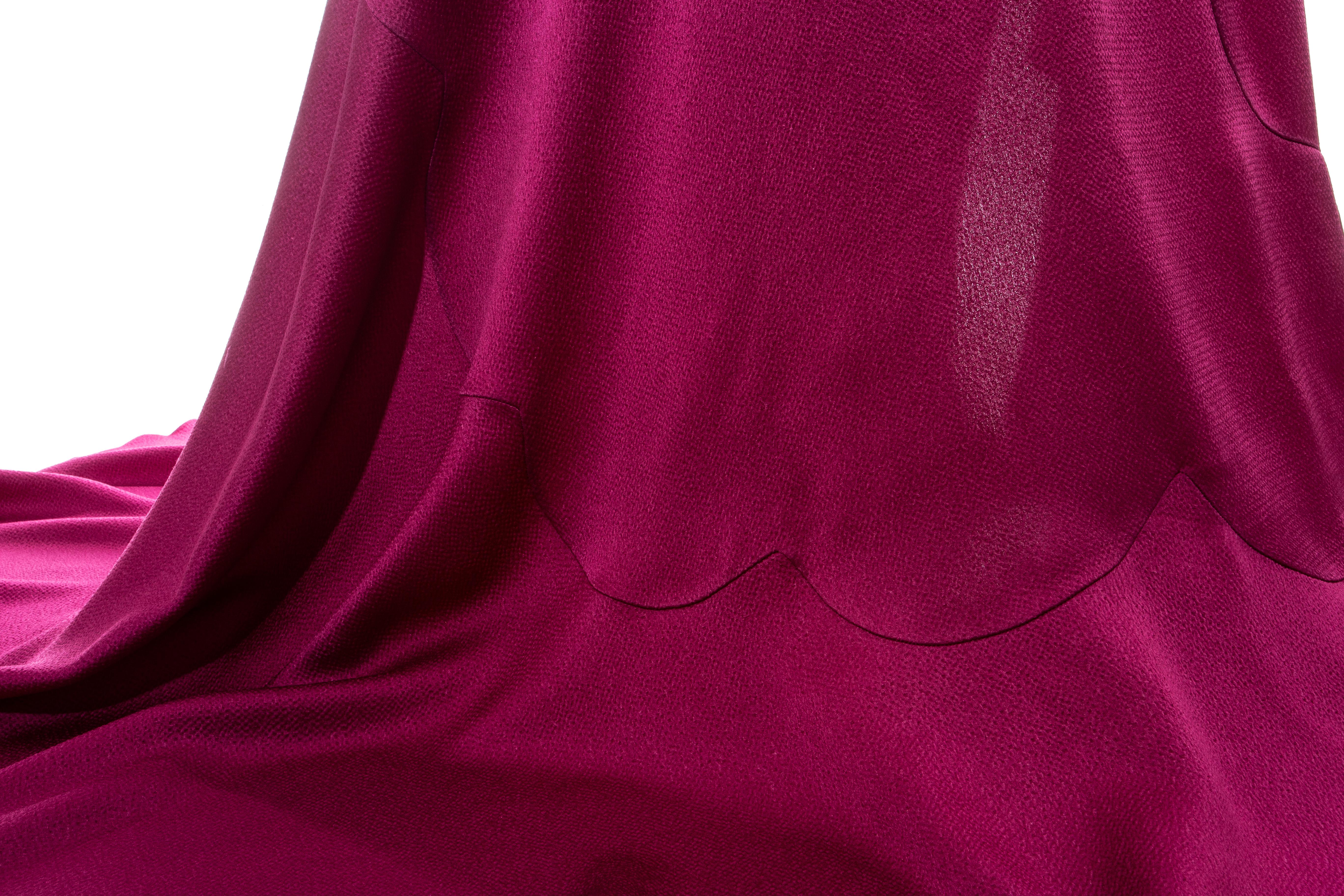 John Galliano fuchsia silk bias cut ruffled evening dress, fw 1995 For Sale 8