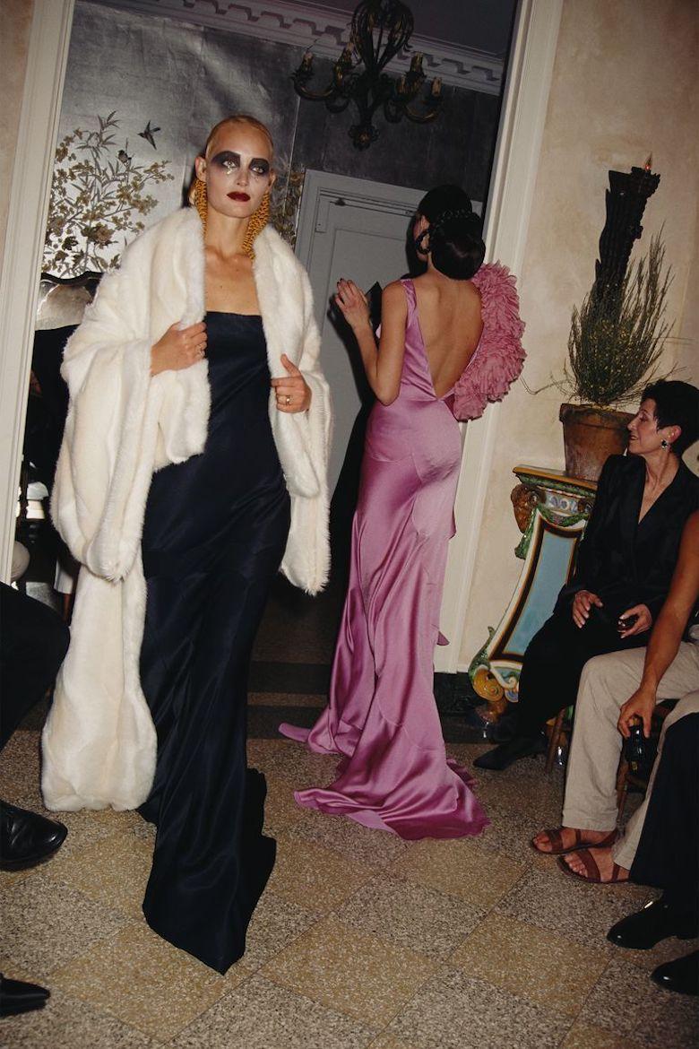 Purple John Galliano fuchsia silk bias cut ruffled evening dress, fw 1995 For Sale