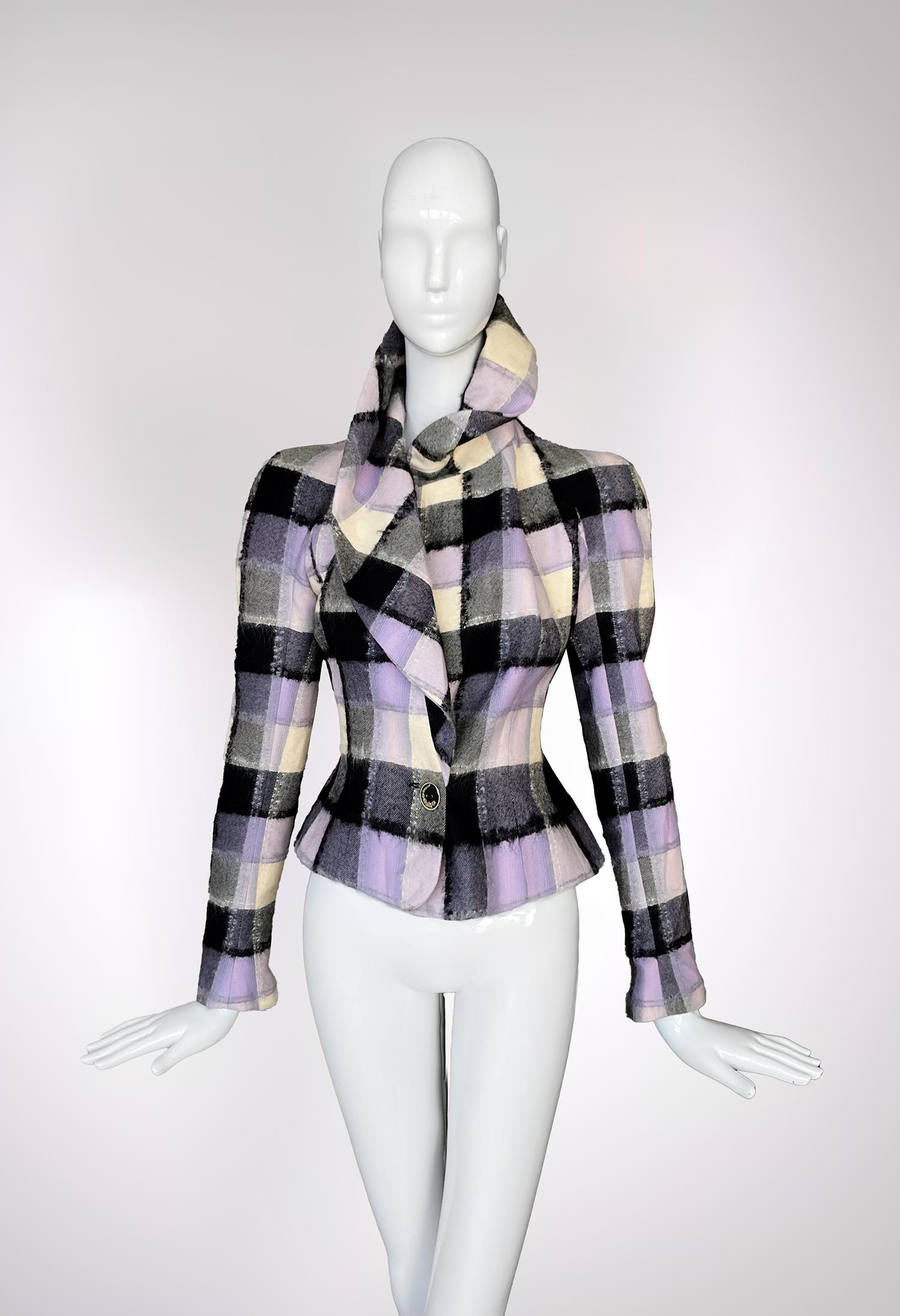 John Galliano FW 1998 Sculptural Jacket Wool Silk For Sale at 1stDibs