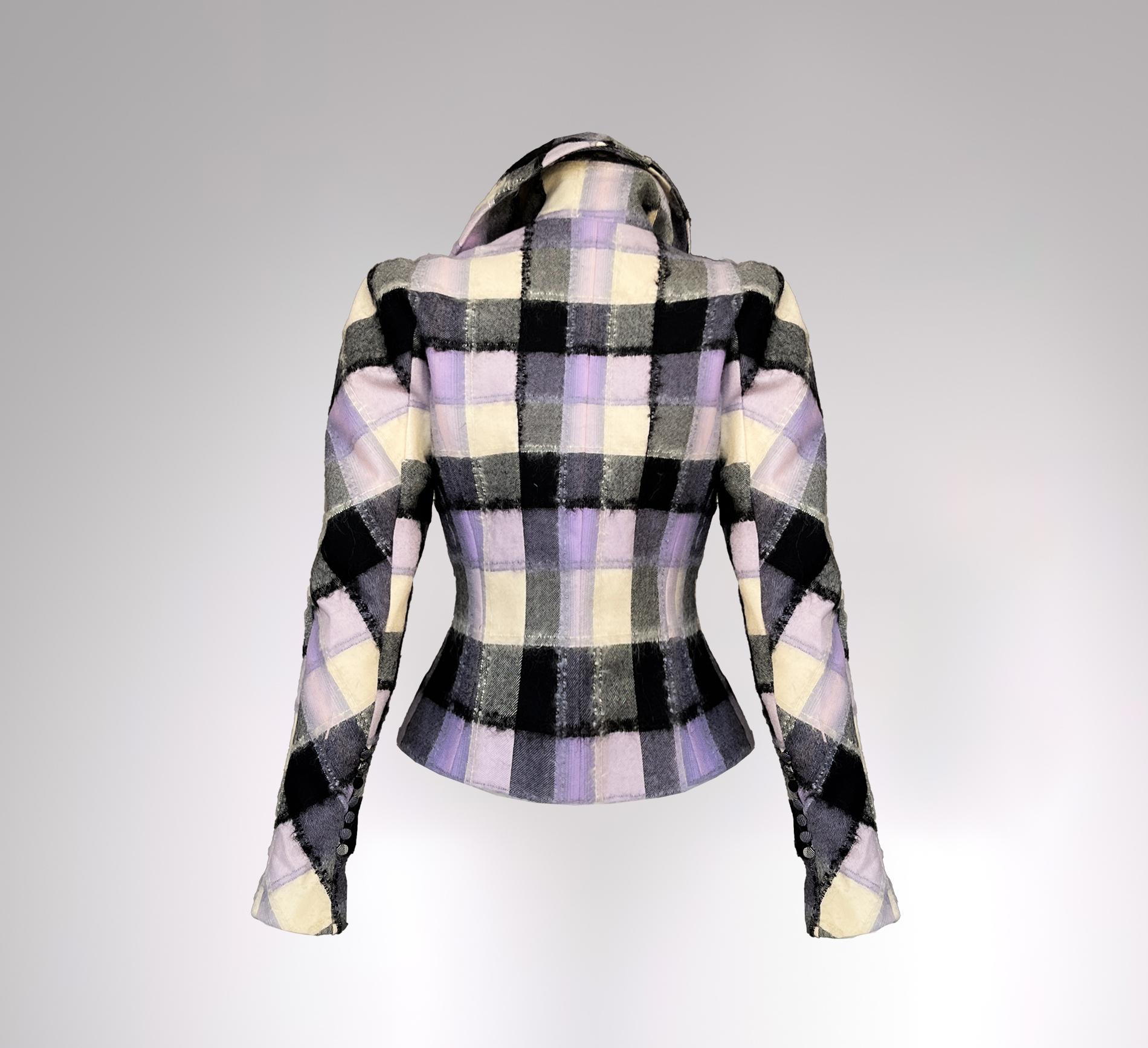 Gray John Galliano FW 1998 Sculptural Jacket Wool Silk For Sale