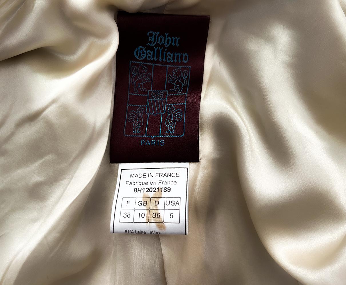 John Galliano FW 1998 Sculptural Jacket Wool Silk For Sale 3