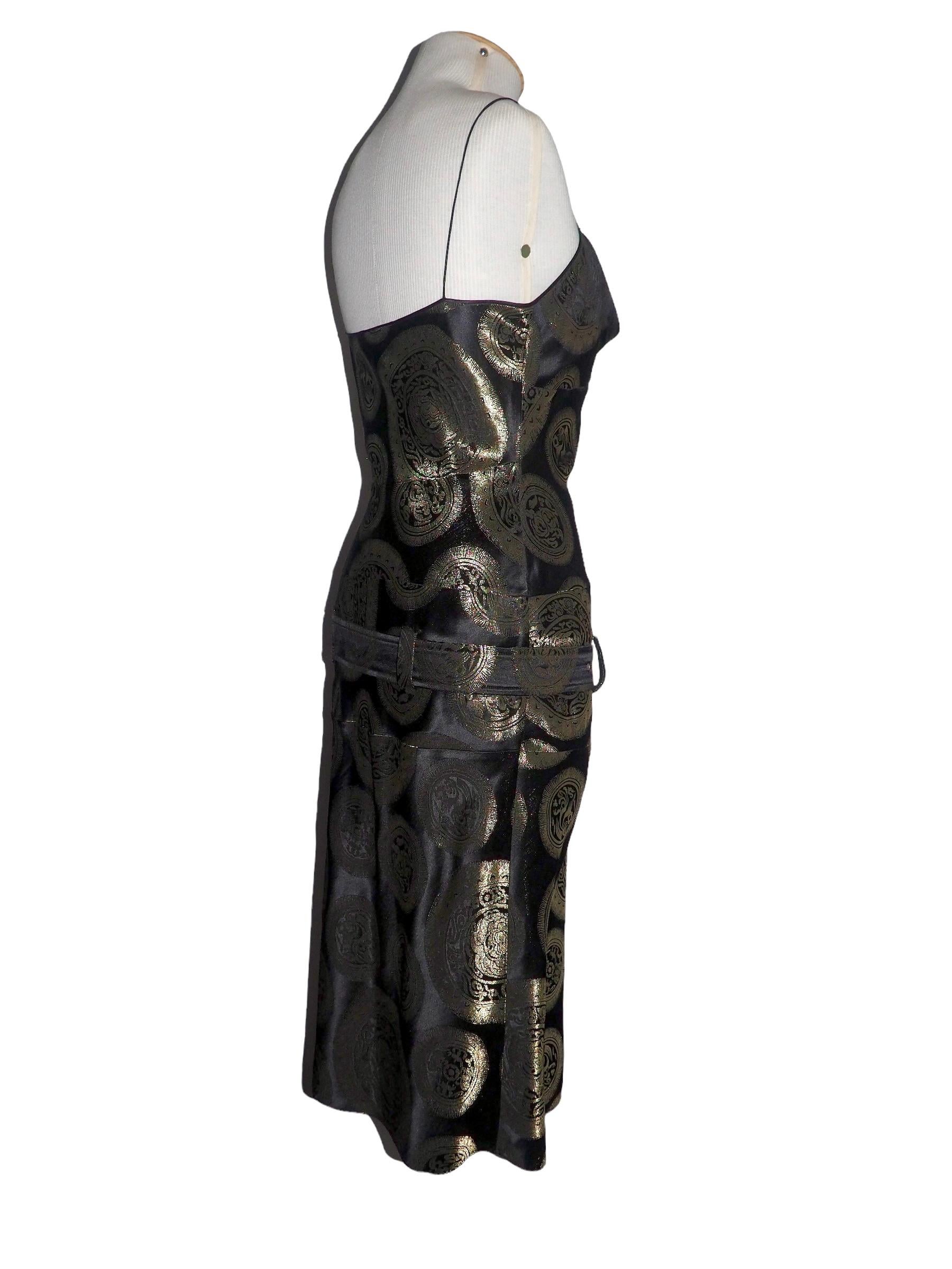 John Galliano FW 2002 Black Chinoiserie Print Belted Dress In Excellent Condition In São Paulo, SP