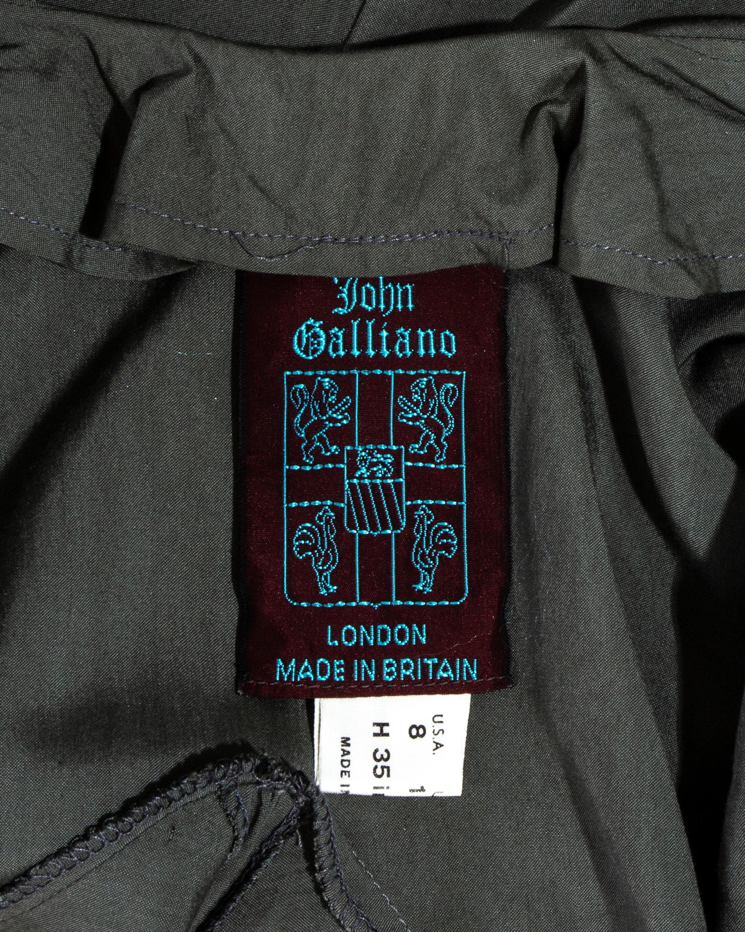 John Galliano gathered grey blouse, fw 1987 In Good Condition For Sale In London, GB