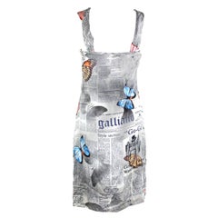John Galliano Gazette / Newspaper Butterfly Silk Dress
