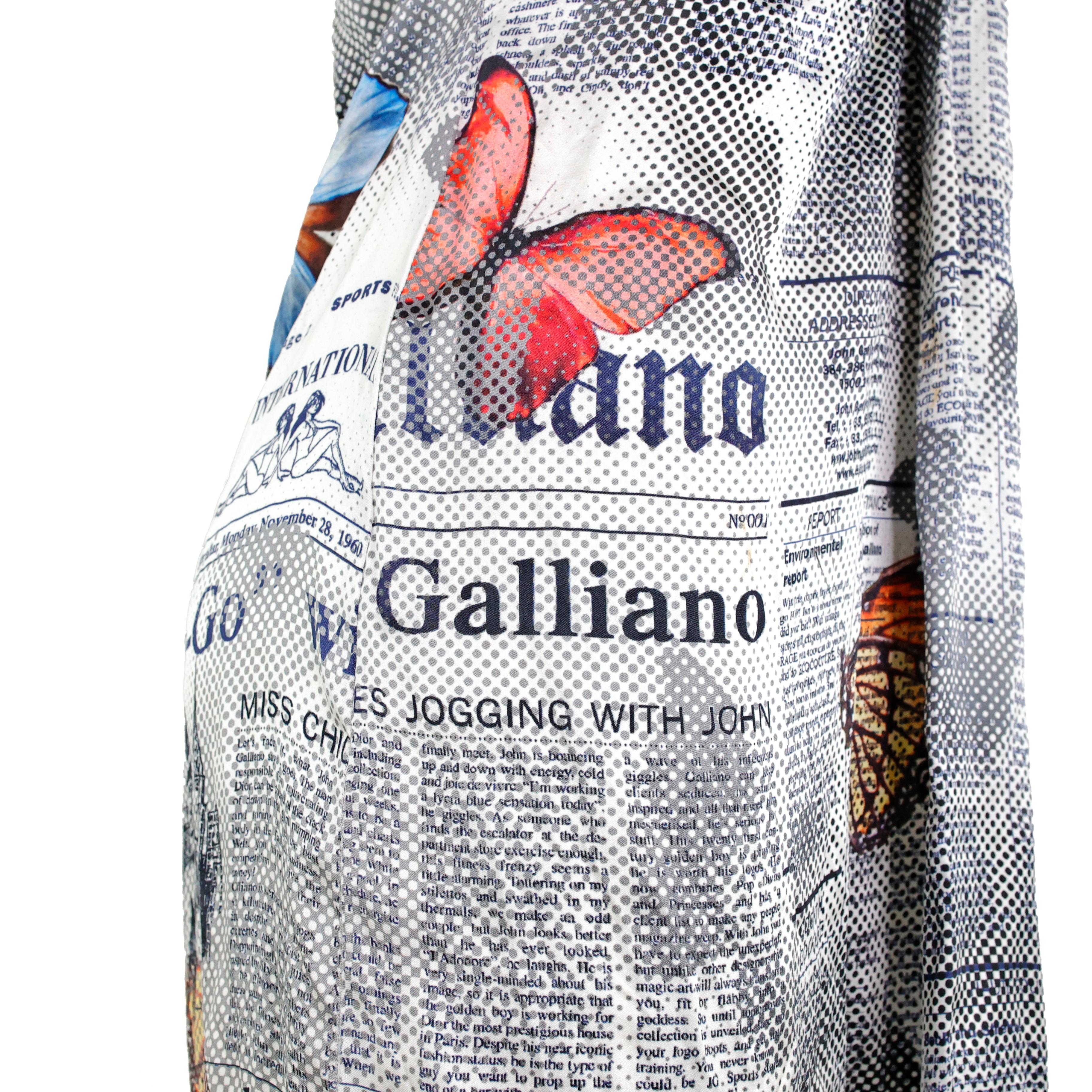 John Galliano Gazette / Newspaper Butterfly Silk Dress For Sale 1
