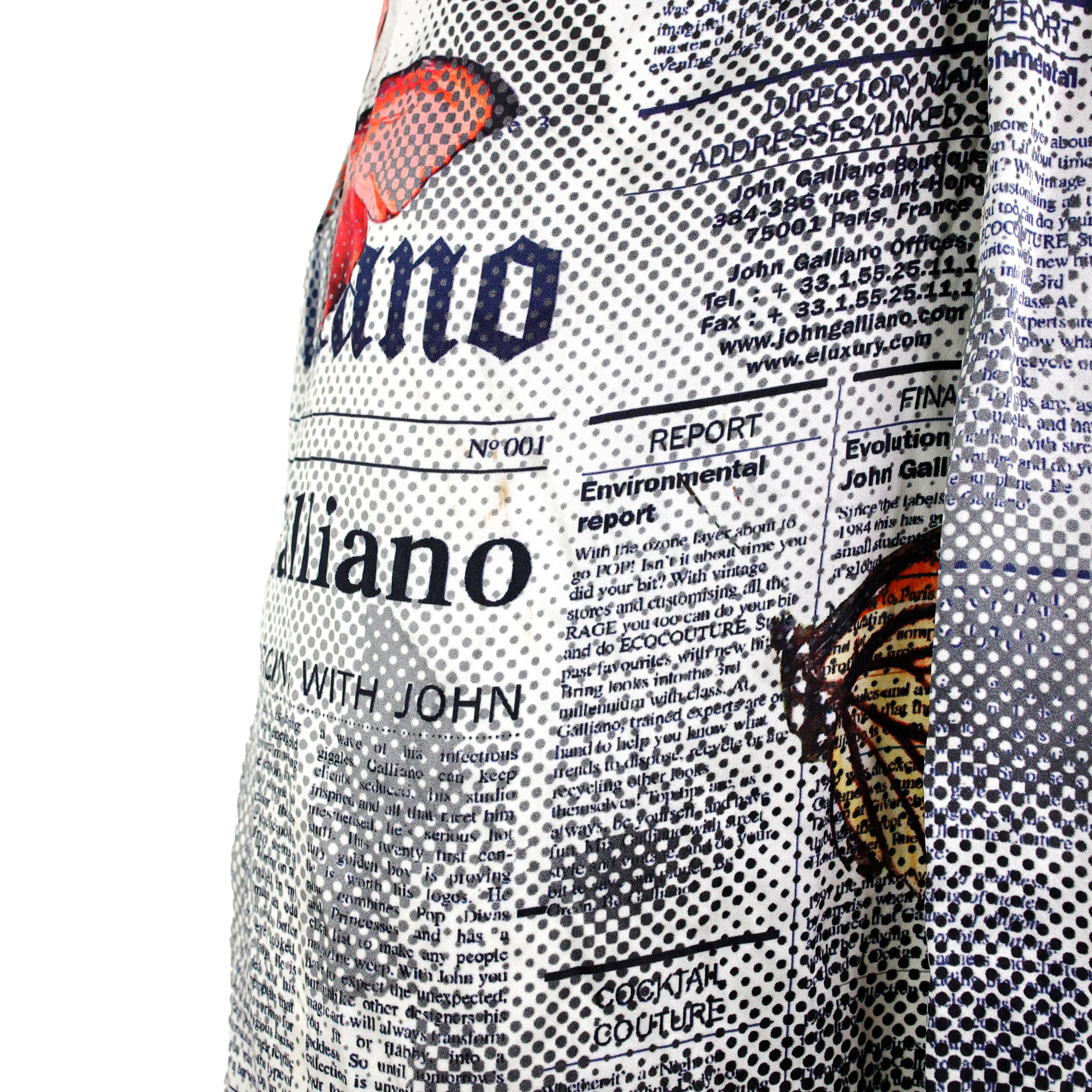 John Galliano Gazette / Newspaper Butterfly Silk Dress For Sale 3