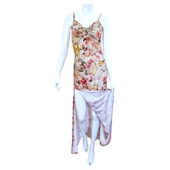 John Galliano Gazette Newspaper News Floral Butterfly Face Evening Maxi Dress